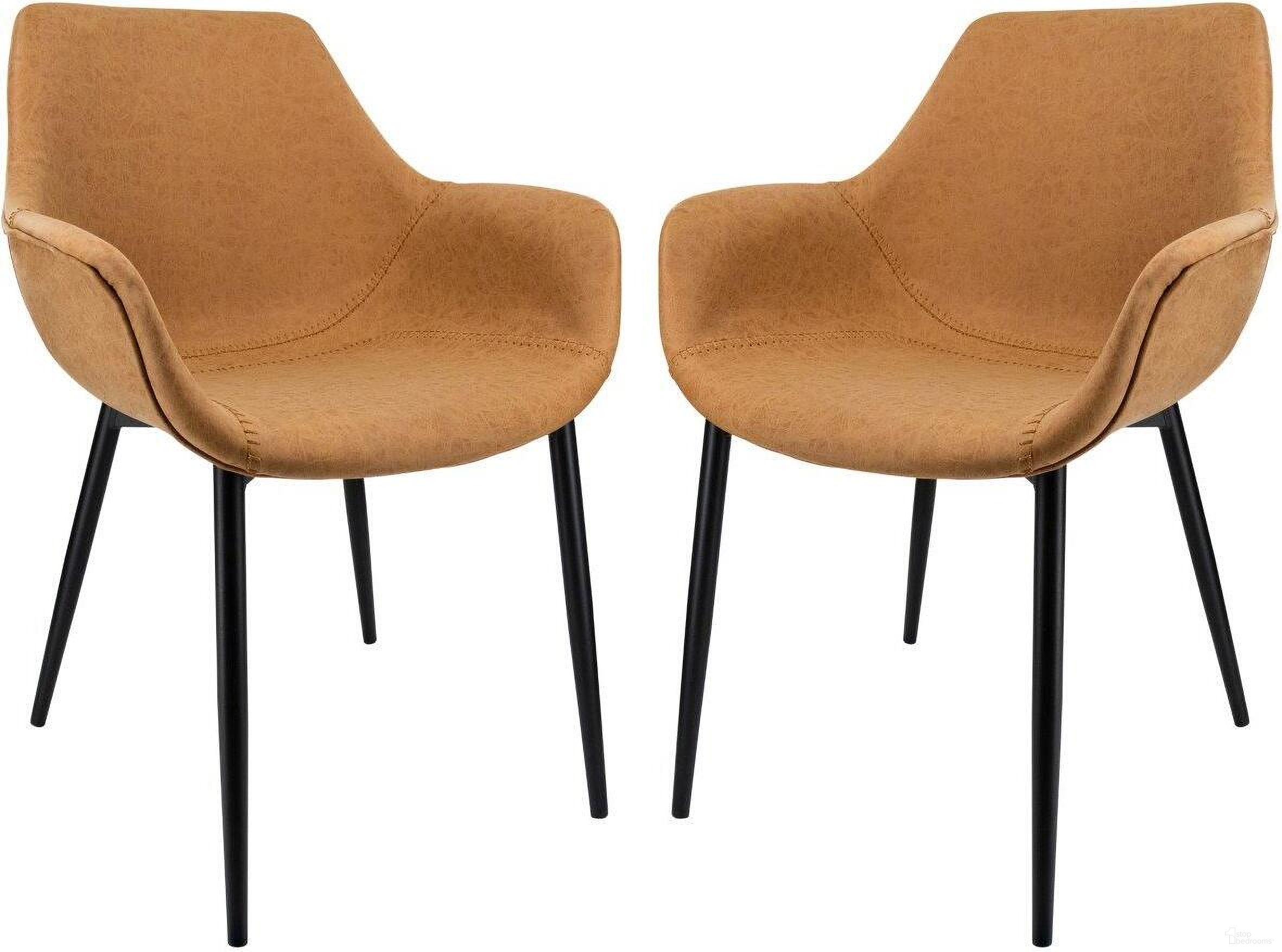 The appearance of LeisureMod Markley Modern Leather Light Brown Dining Arm Chair With Metal Legs Set of 2 designed by LeisureMod in the modern / contemporary interior design. This light brown piece of furniture was selected by 1StopBedrooms from Markley Collection to add a touch of cosiness and style into your home. Sku: EC26BR2. Material: Metal. Chair Type: Arm Chair.