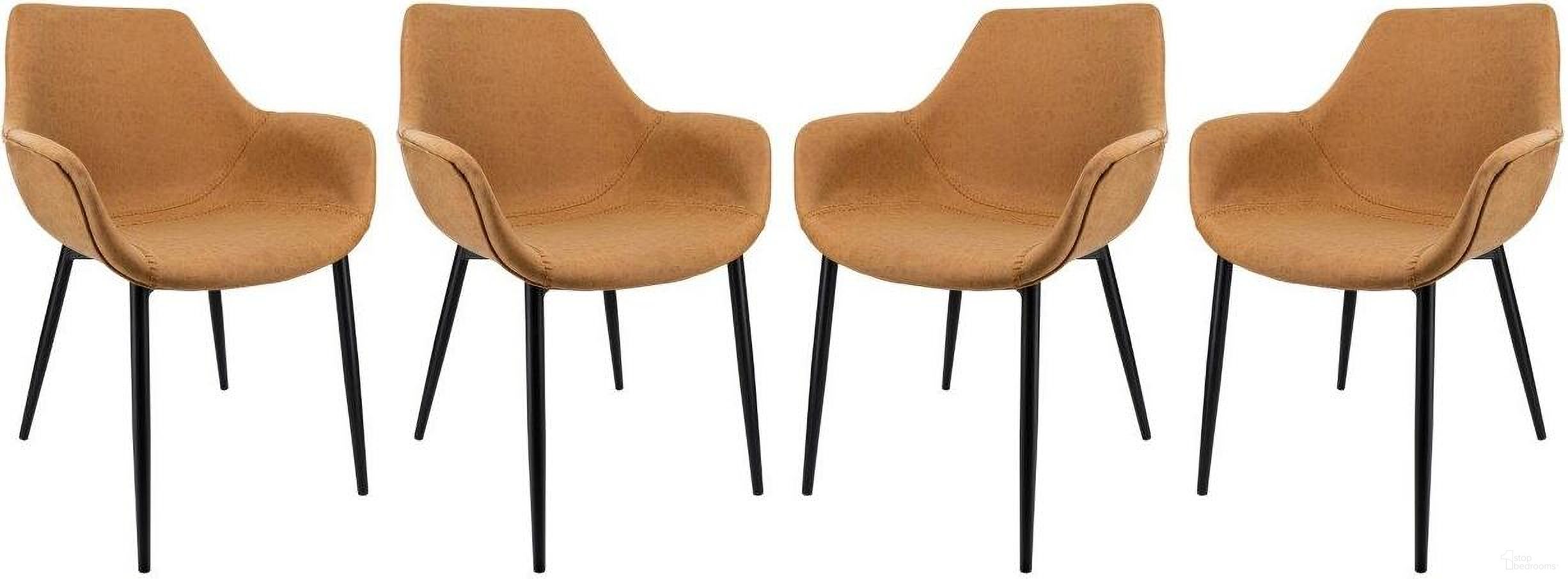 The appearance of LeisureMod Markley Modern Leather Light Brown Dining Arm Chair With Metal Legs Set of 4 designed by LeisureMod in the modern / contemporary interior design. This light brown piece of furniture was selected by 1StopBedrooms from Markley Collection to add a touch of cosiness and style into your home. Sku: EC26BR4. Material: Metal. Chair Type: Arm Chair.
