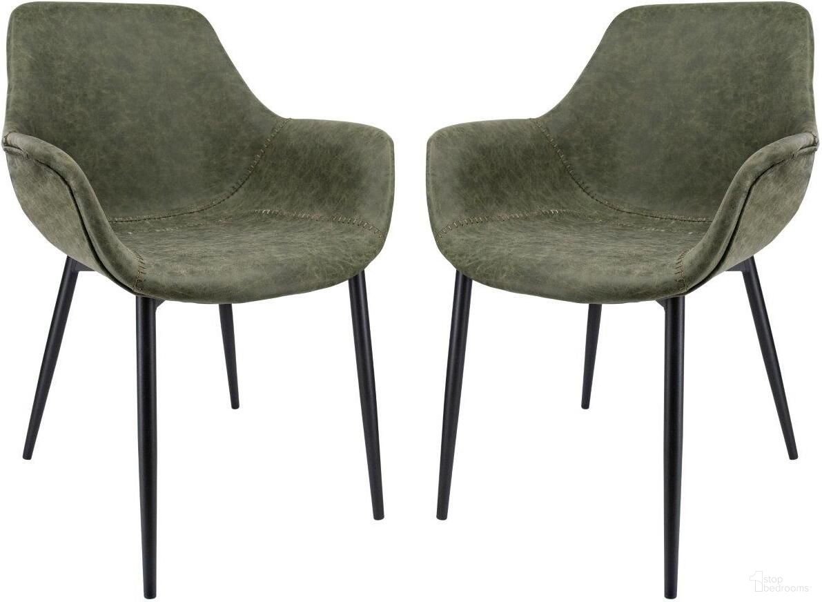 The appearance of LeisureMod Markley Modern Leather Olive Green Dining Arm Chair With Metal Legs Set of 2 designed by LeisureMod in the modern / contemporary interior design. This olive green piece of furniture was selected by 1StopBedrooms from Markley Collection to add a touch of cosiness and style into your home. Sku: EC26G2. Material: Metal. Chair Type: Arm Chair.