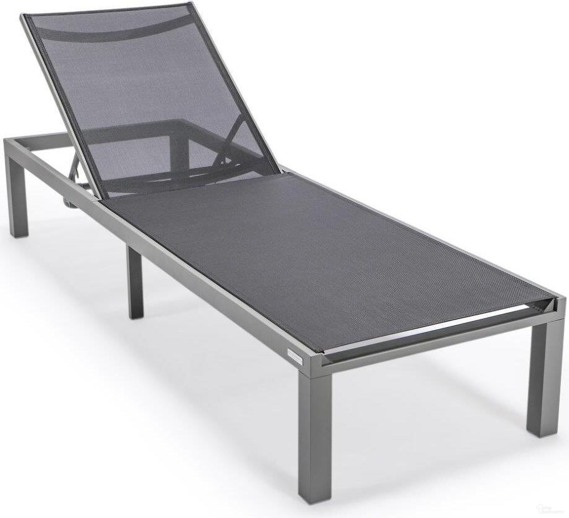 The appearance of Leisuremod Marlin Patio Chaise Lounge Chair With Grey Aluminum Frame In Black designed by LeisureMod in the modern / contemporary interior design. This black piece of furniture was selected by 1StopBedrooms from Marlin Collection to add a touch of cosiness and style into your home. Sku: MLGR-77BL. Material: Aluminum.
