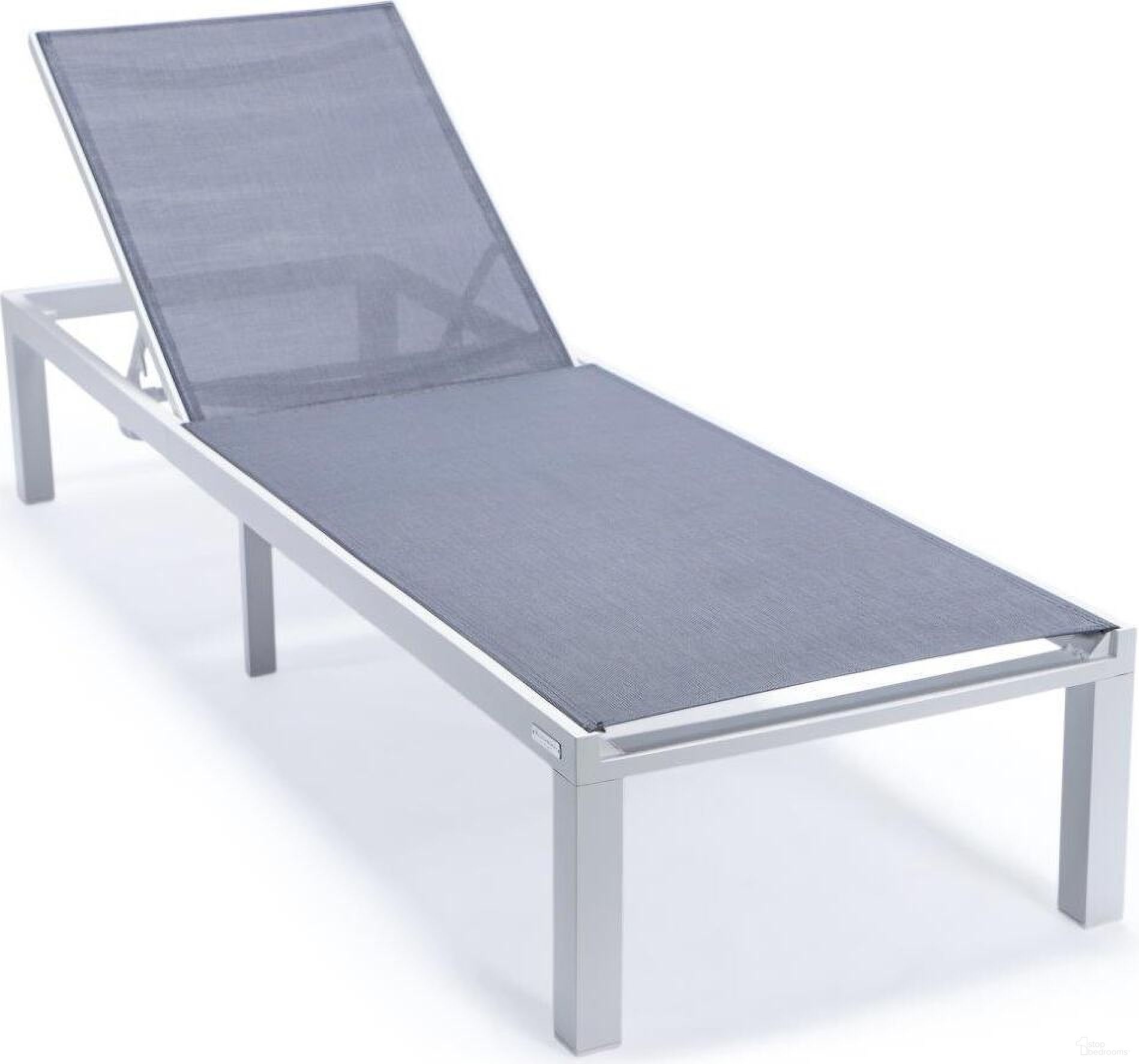 The appearance of Leisuremod Marlin Patio Chaise Lounge Chair With White Aluminum Frame In Dark Grey designed by LeisureMod in the modern / contemporary interior design. This dark grey piece of furniture  was selected by 1StopBedrooms from Marlin Collection to add a touch of cosiness and style into your home. Sku: MLW-77DGR. Material: Aluminum.