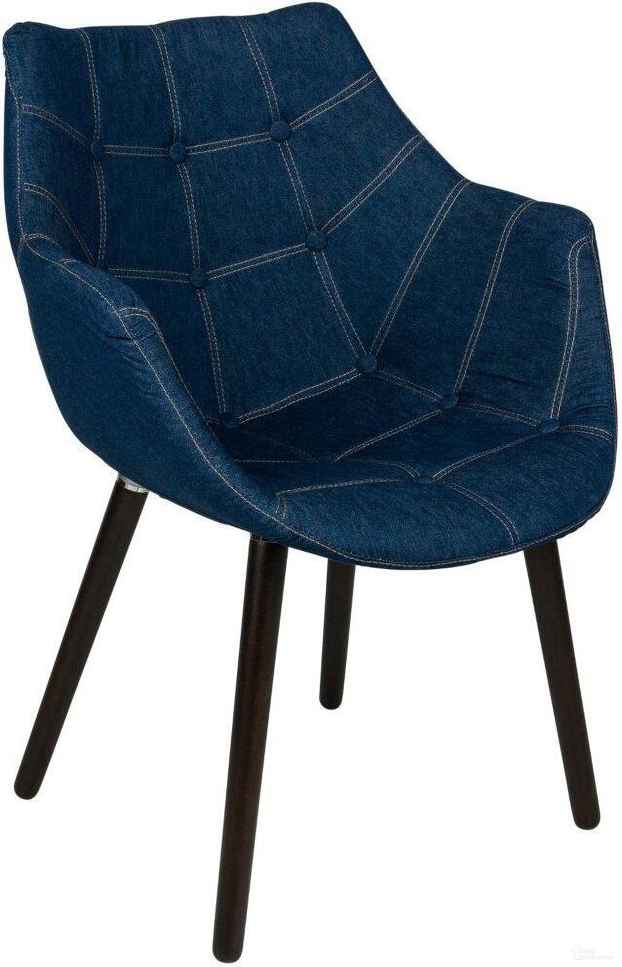LeisureMod Milburn Denim Tufted Lounge Chair