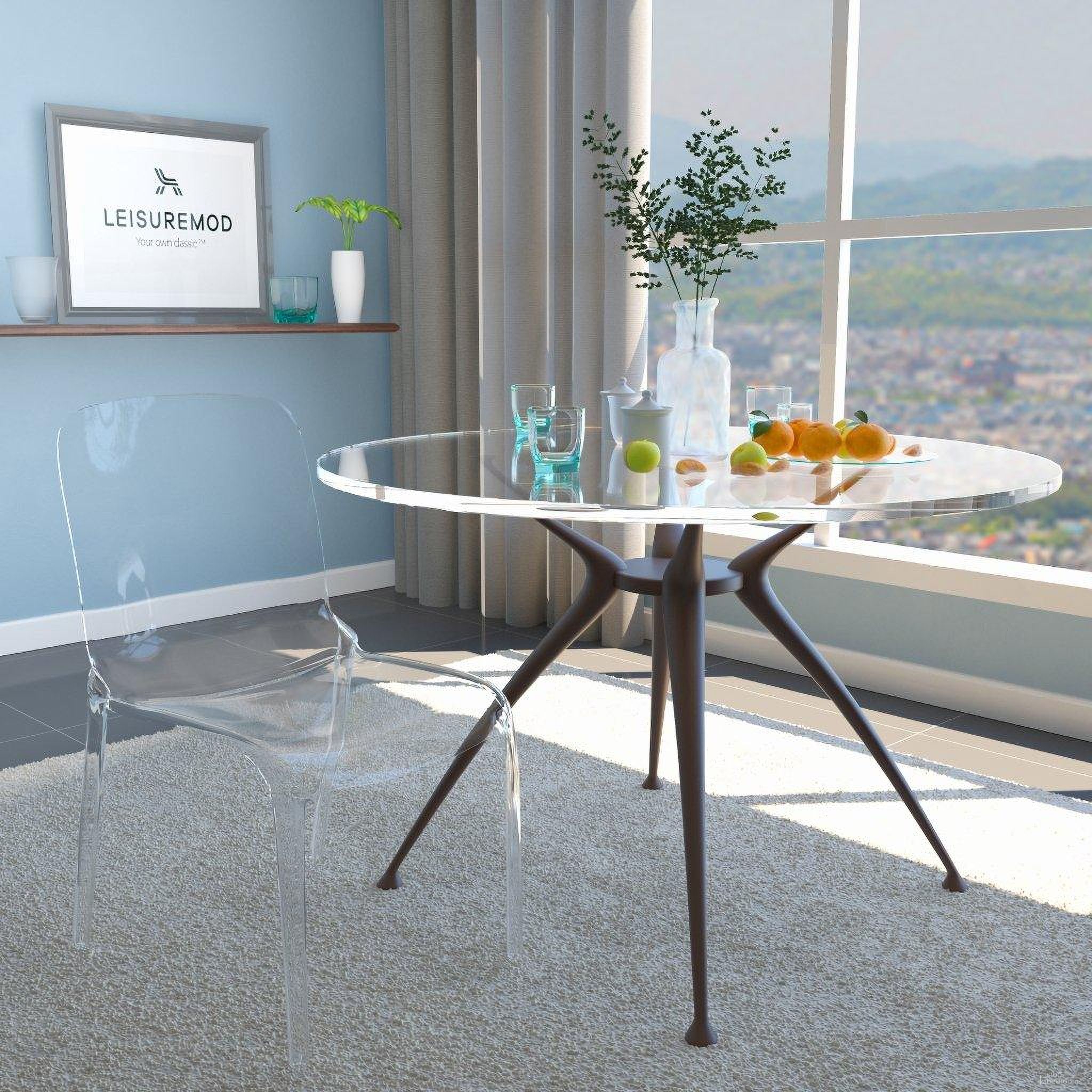 The appearance of LeisureMod Murray Clear Plastic Dining Chair designed by LeisureMod in the modern / contemporary interior design. This clear piece of furniture was selected by 1StopBedrooms from Murray Collection to add a touch of cosiness and style into your home. Sku: MC20CL. Material: Plastic. Chair Type: Side Chair.
