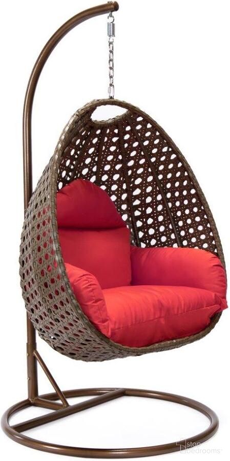The appearance of Wicker Hanging Egg Swing Chair In Red/Brown designed by LeisureMod in the modern / contemporary interior design. This red piece of furniture was selected by 1StopBedrooms from to add a touch of cosiness and style into your home. Sku: ESCBG-40R. Material: Wicker.