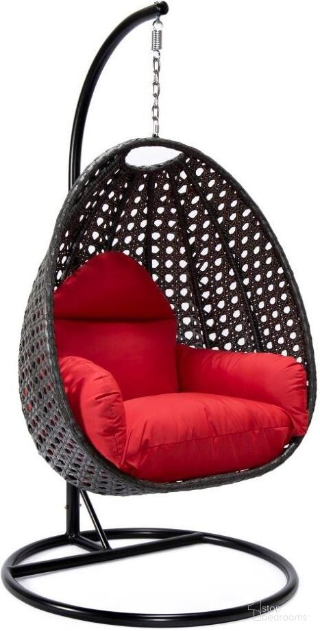 The appearance of Wicker Hanging Egg Swing Chair In Red/Black designed by LeisureMod in the modern / contemporary interior design. This red piece of furniture  was selected by 1StopBedrooms from  to add a touch of cosiness and style into your home. Sku: ESCCH-40R. Material: Wicker.