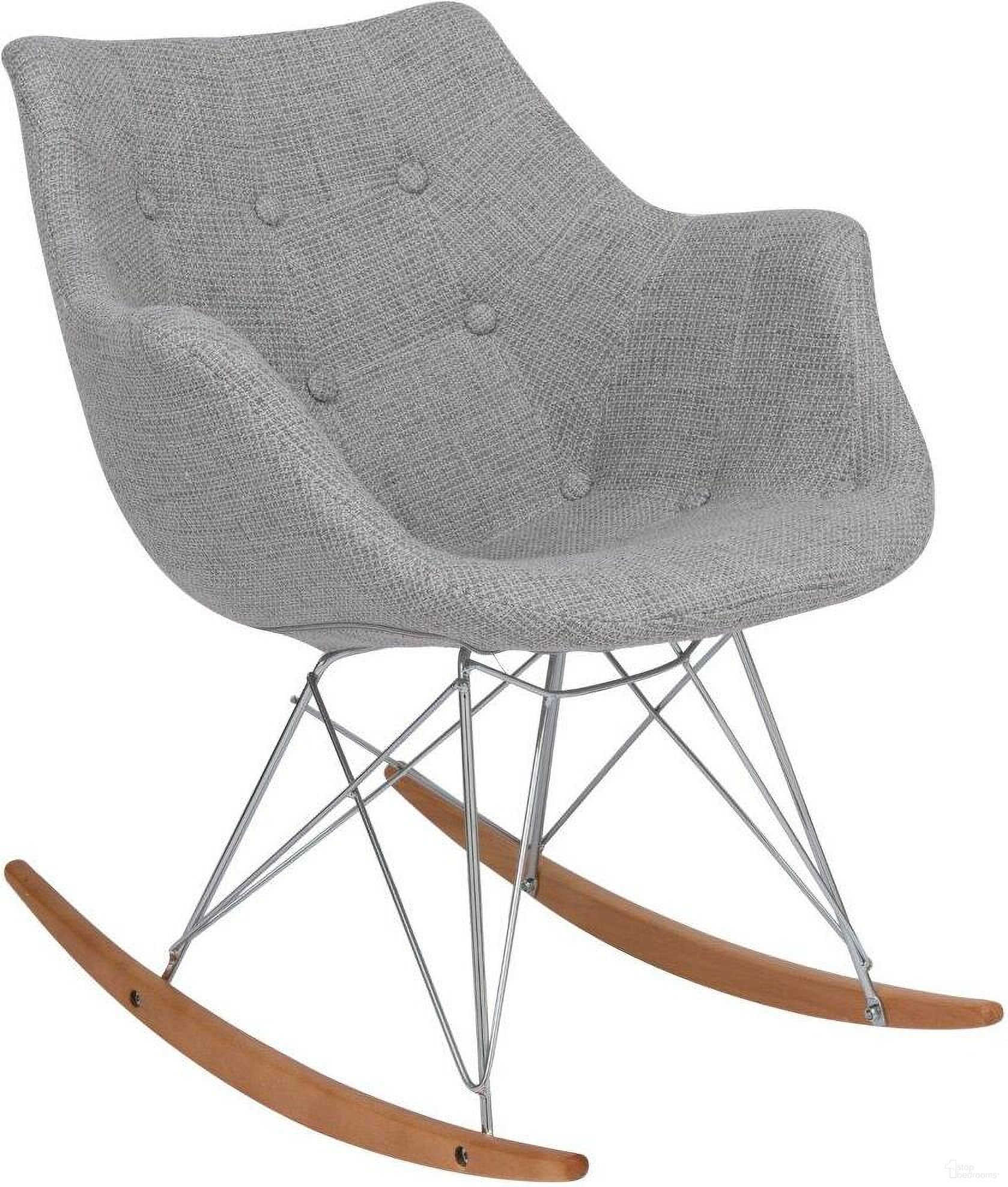 The appearance of LeisureMod Willow Grey Eiffel Rocking Chair designed by LeisureMod in the modern / contemporary interior design. This grey piece of furniture was selected by 1StopBedrooms from Willow Collection to add a touch of cosiness and style into your home. Sku: WR24GRT. Material: Polyester.