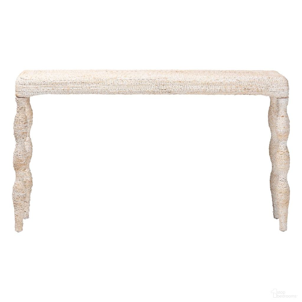 The appearance of Lejane Handwoven Wicker Woven Seagrass Console Table In White Wash designed by Baxton Studio in the country / farmhouse interior design. This white wash piece of furniture was selected by 1StopBedrooms from Lejane Collection to add a touch of cosiness and style into your home. Sku: MD-39958-White Wash Rustic-Wood-KD/Box-CST. Material: Mahogany.