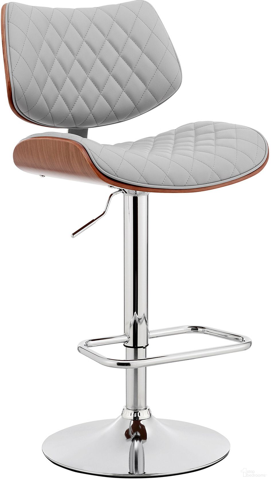 Leland Adjustable Gray Faux Leather and Chrome Finish Bar Stool