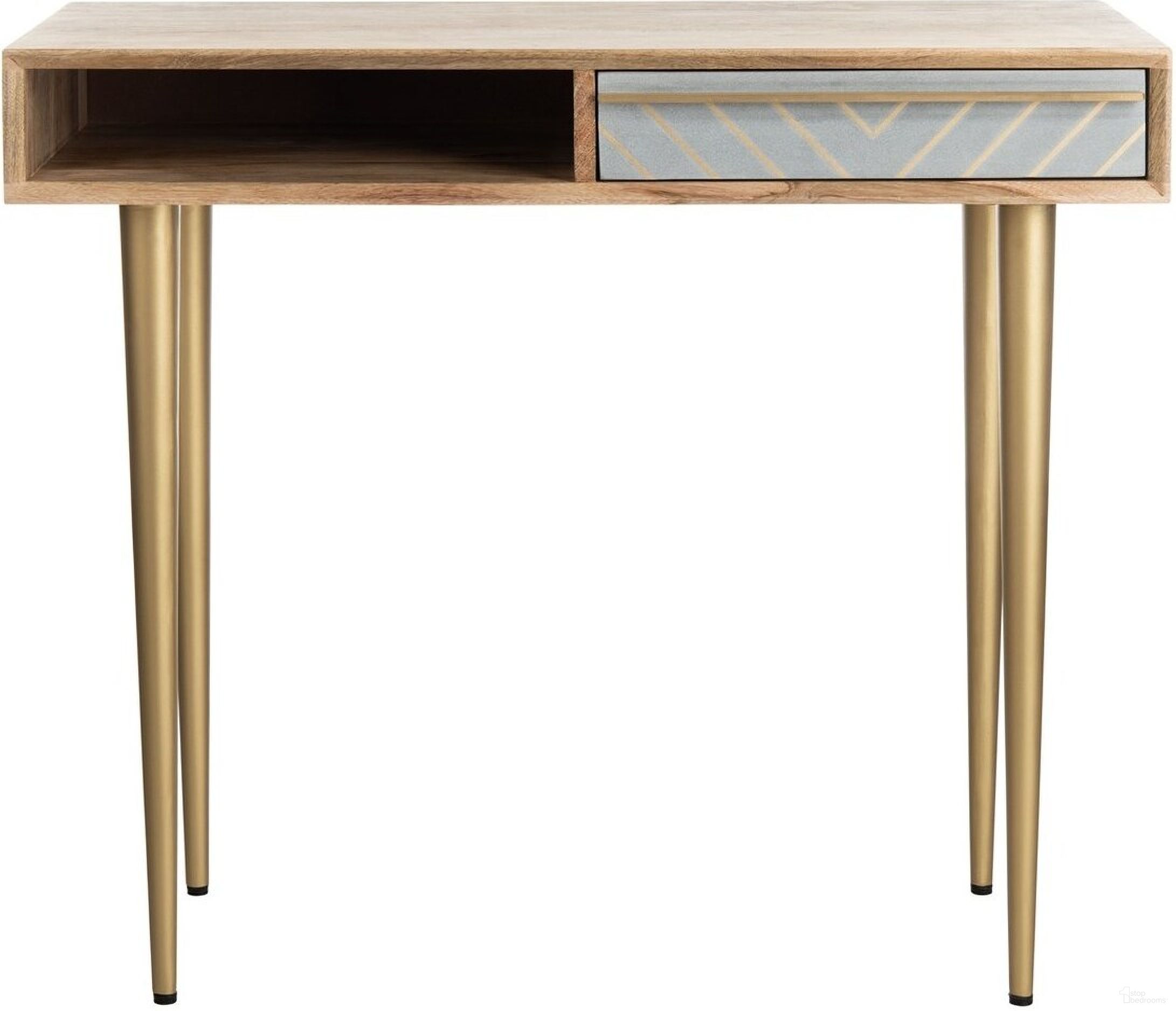 The appearance of Leni Desk In Natural designed by Safavieh in the modern / contemporary interior design. This natural piece of furniture  was selected by 1StopBedrooms from Leni Collection to add a touch of cosiness and style into your home. Sku: DSK9003A. Material: Iron.