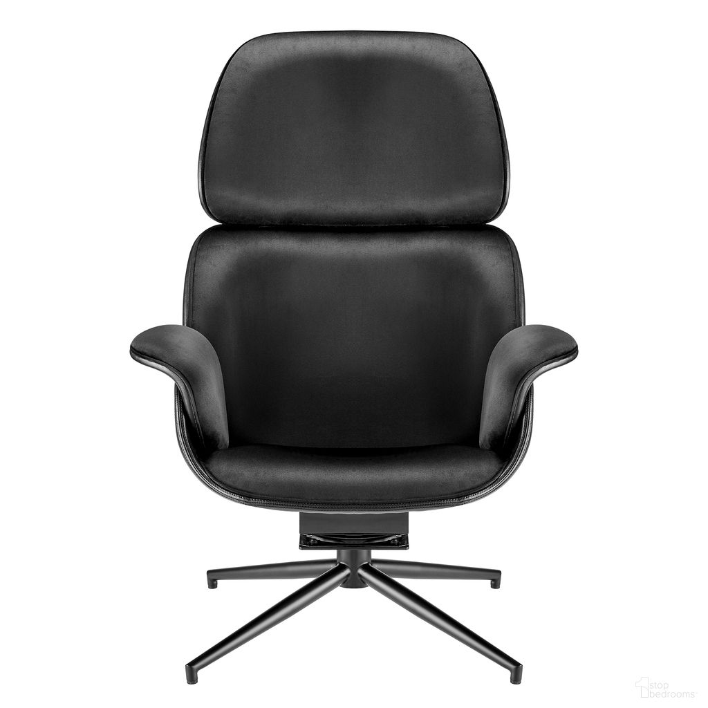 The appearance of Lennart Swivel Lounge Chair In Black designed by Euro Style in the modern / contemporary interior design. This black piece of furniture was selected by 1StopBedrooms from Lennart Collection to add a touch of cosiness and style into your home. Sku: 30345BLK-A;30345BLK-B. Material: Velvet.