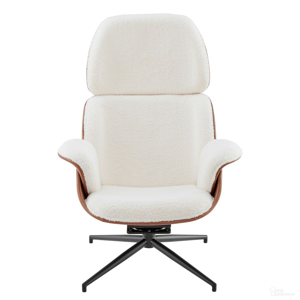Lennart Swivel Lounge Chair In Ivory and Brown