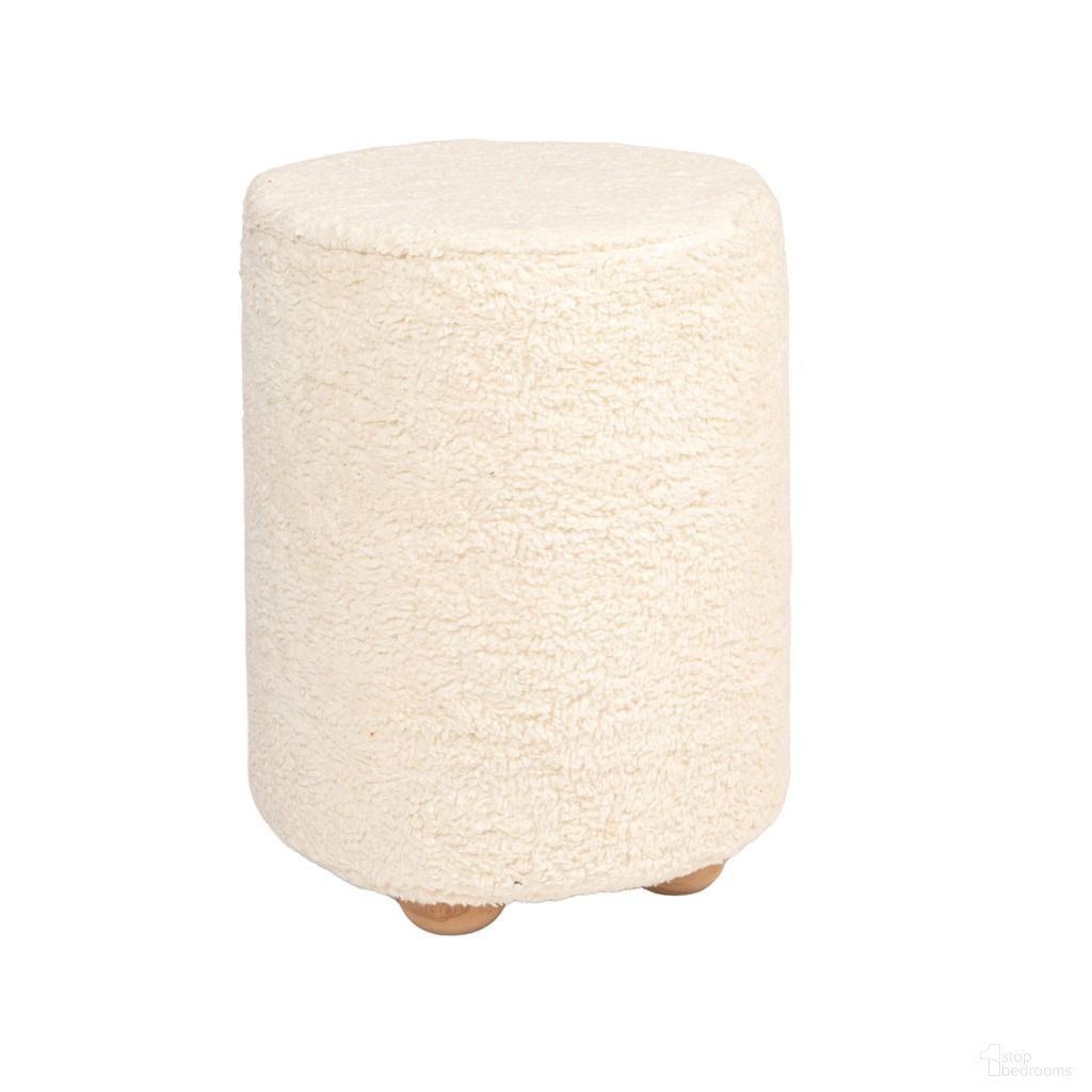 The appearance of Lennon Round Cotton Sherpa Upholstered Ottoman In Cream designed by Bloomingville in the modern / contemporary interior design. This cream piece of furniture  was selected by 1StopBedrooms from Lennon Collection to add a touch of cosiness and style into your home. Sku: AH2080. Material: MDF.