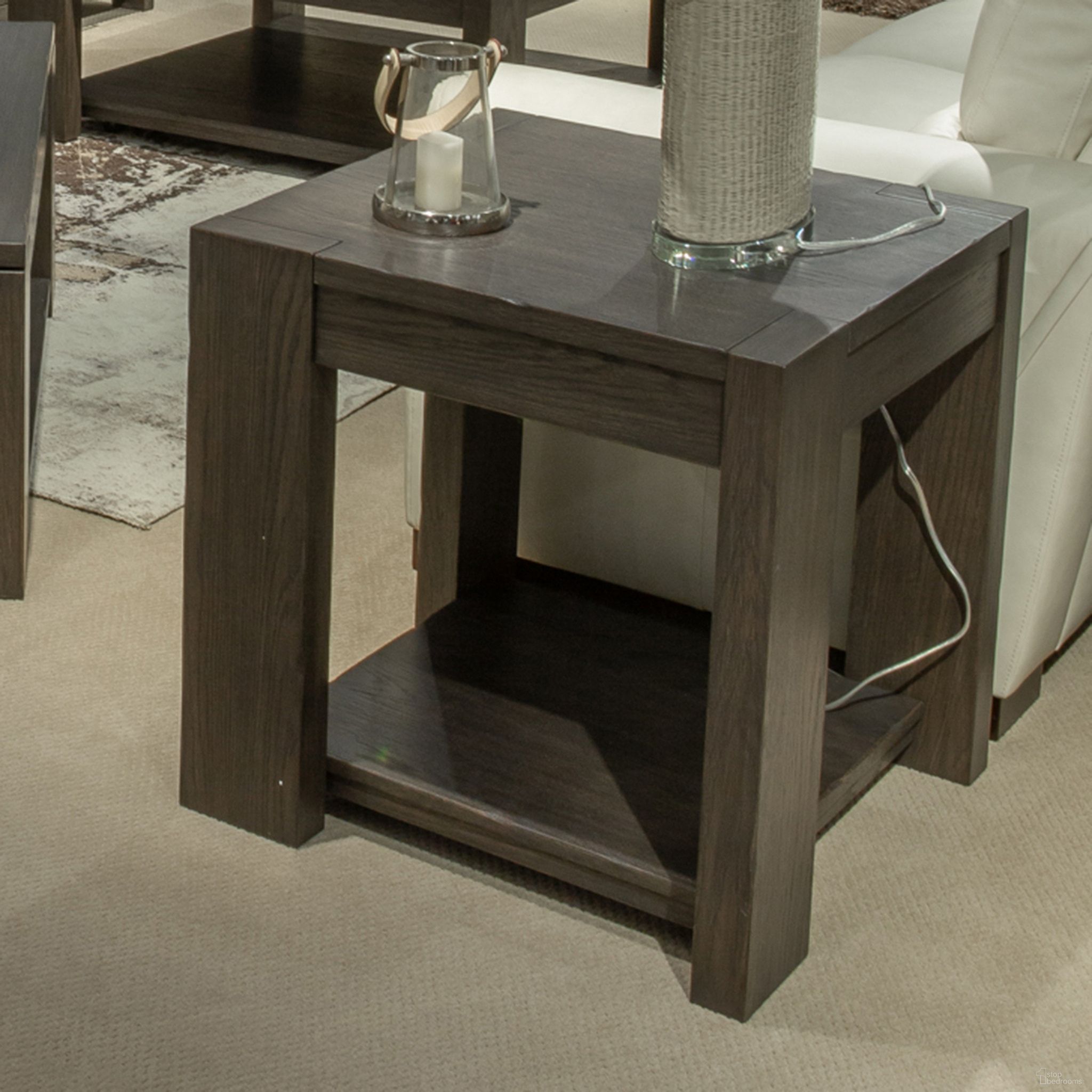 The appearance of Lennox Hill End Table In Bark designed by Liberty in the transitional interior design. This bark piece of furniture was selected by 1StopBedrooms from Lennox Hill Collection to add a touch of cosiness and style into your home. Sku: 201-OT1020. Material: Solid Rubberwood.