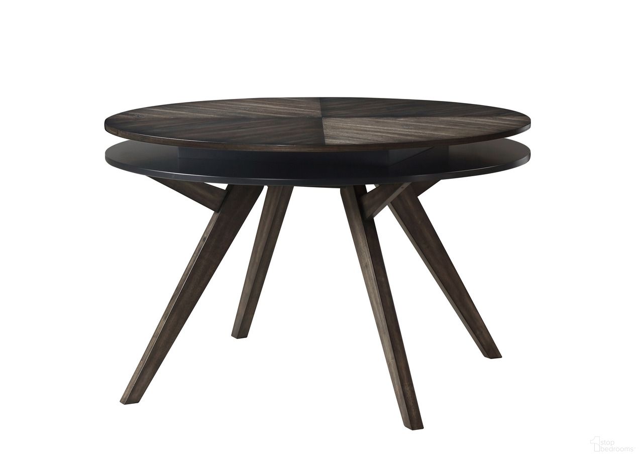 The appearance of Lennox Round Dining Table In Dark Tobacco designed by Alpine in the country / farmhouse interior design. This dark tobacco piece of furniture  was selected by 1StopBedrooms from Lennox Collection to add a touch of cosiness and style into your home. Sku: 5164-03. Table Base Style: Pedestal. Table Top Shape: Round. Size: 48". Material: Solid Rubberwood.