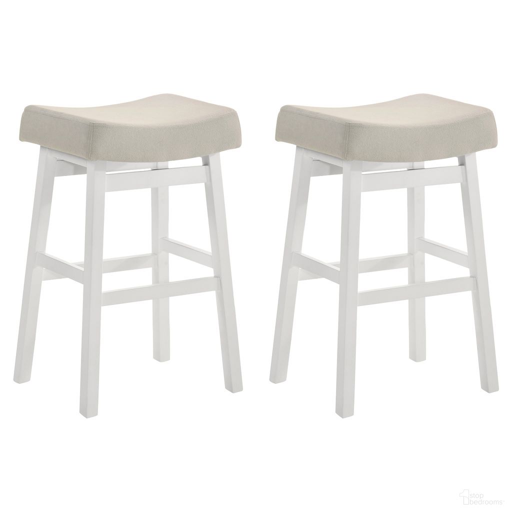 Lenon Bar Height Bar Stool Set of 2 In White and Cream