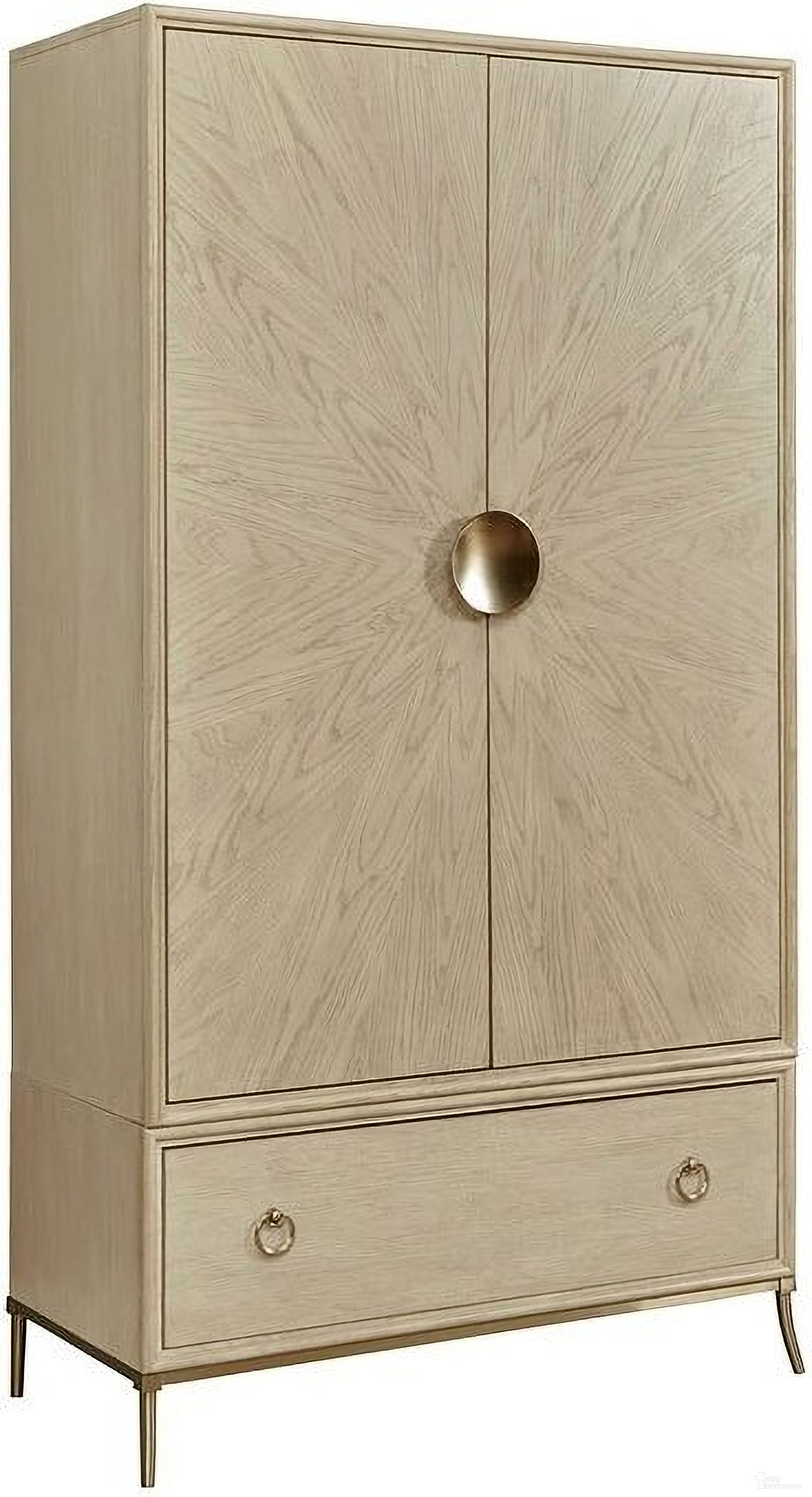 The appearance of Lenox Astral Alabaster Armoire designed by American Drew in the transitional interior design. This white piece of furniture was selected by 1StopBedrooms from Lenox Collection to add a touch of cosiness and style into your home. Sku: 923-270;923-271. Material: Wood.