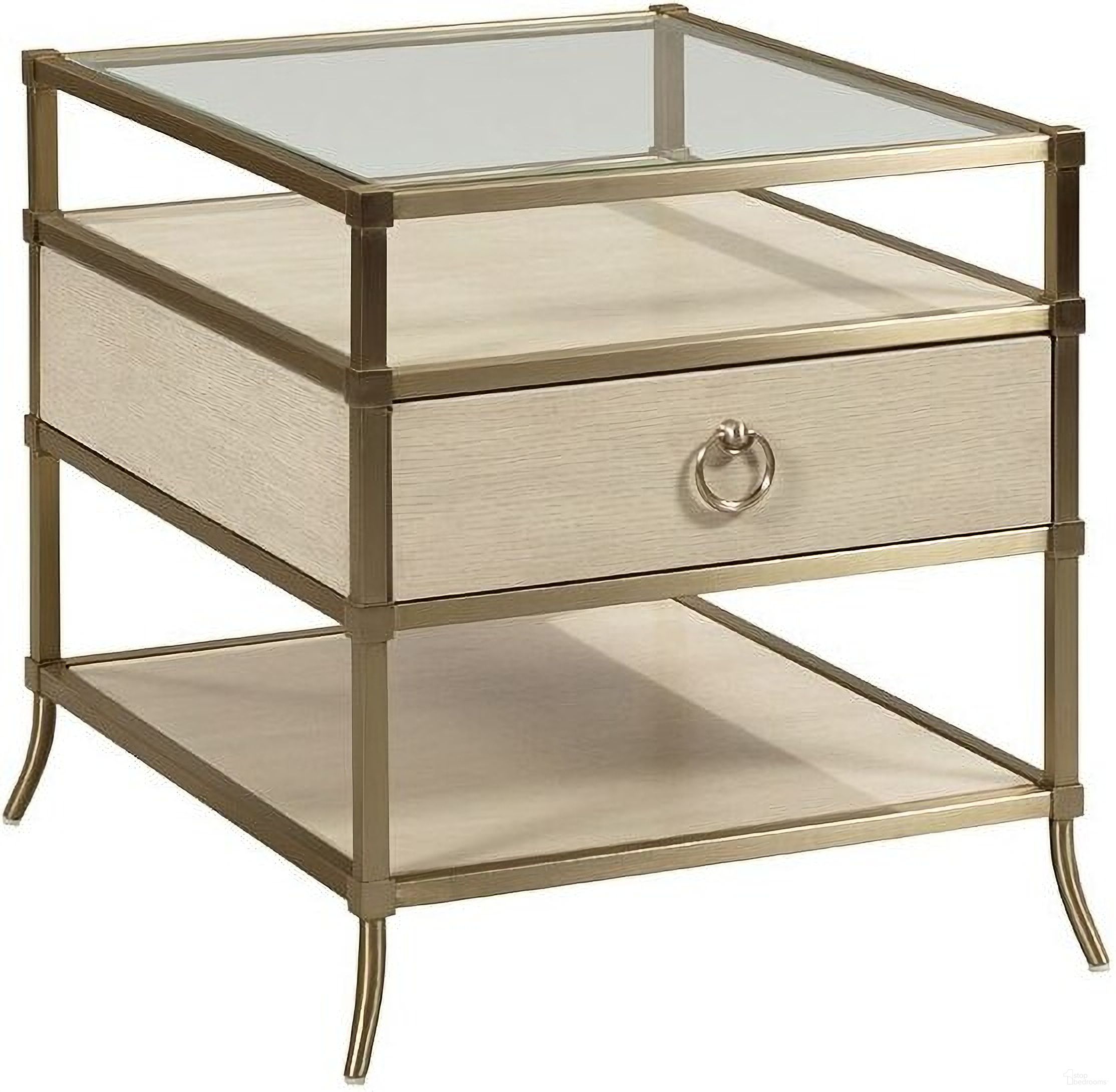 The appearance of Lenox Capri Alabaster End Table designed by American Drew in the transitional interior design. This white piece of furniture was selected by 1StopBedrooms from Lenox Collection to add a touch of cosiness and style into your home. Sku: 923-915. Material: Wood.
