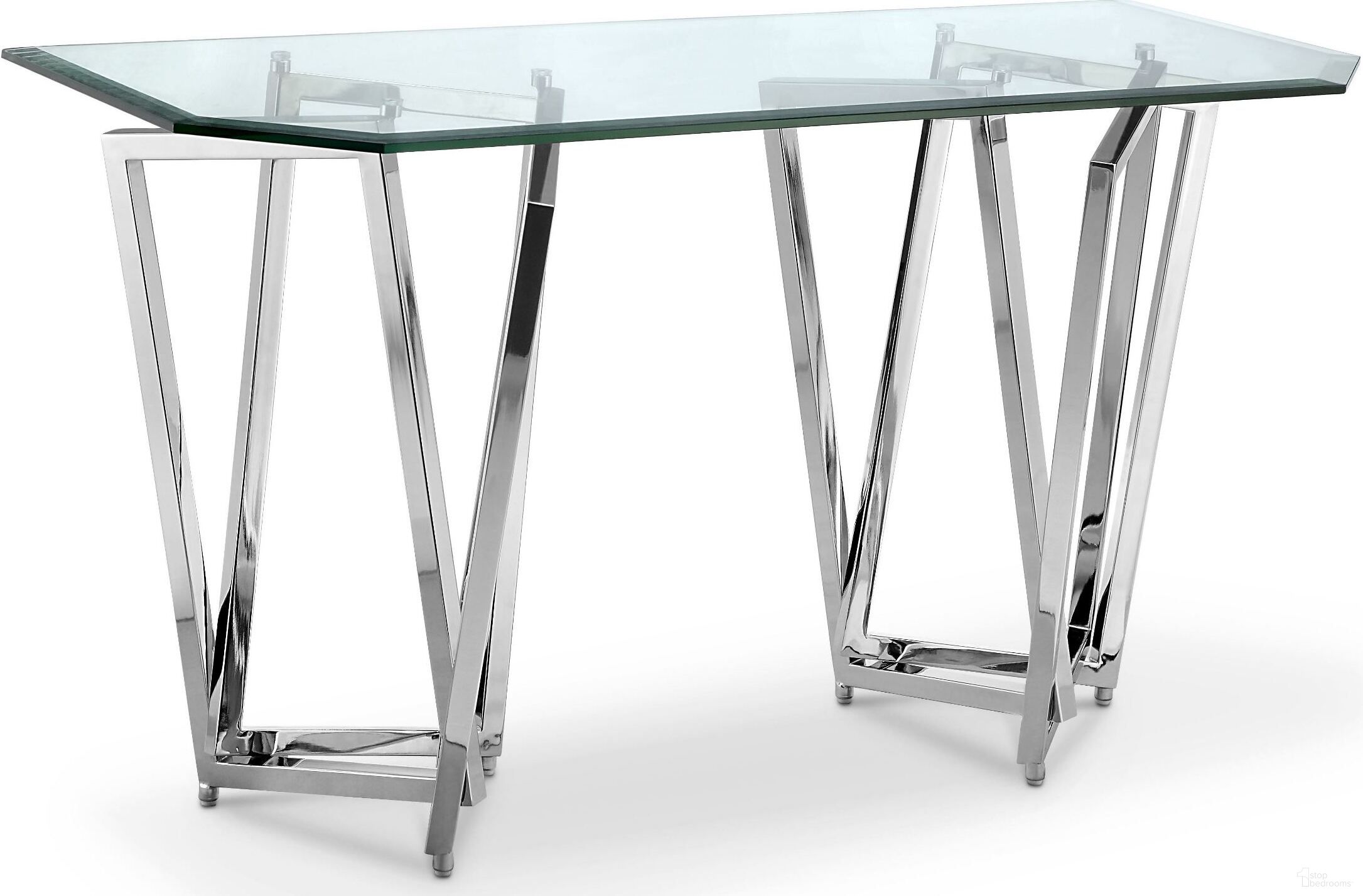 The appearance of Lenox Square Nickel Rectangular Sofa Table designed by Magnussen in the modern / contemporary interior design. This chrome piece of furniture was selected by 1StopBedrooms from Lenox Collection to add a touch of cosiness and style into your home. Sku: T3790-73T;T3790-73B. Material: Glass.