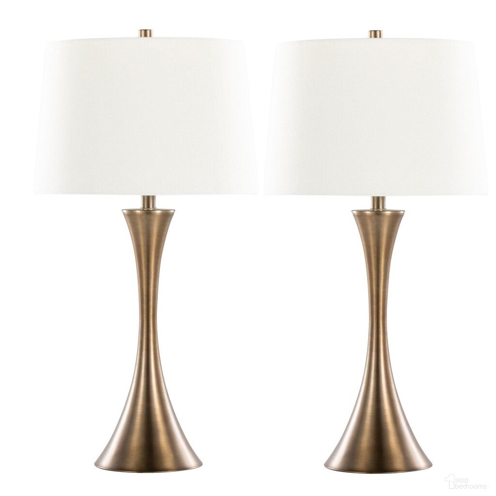 The appearance of Lenuxe 29 Inch Metal Table Lamp Set of 2 In Matte Golden Bronze and Off white designed by Lumisource in the modern / contemporary interior design. This matte golden bronze and off white piece of furniture  was selected by 1StopBedrooms from Lenuxe Collection to add a touch of cosiness and style into your home. Sku: GTS29-LENUXE BZW2. Material: Linen.