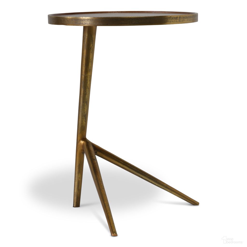 The appearance of Leo End Table In Antique Brass designed by Urbia in the modern / contemporary interior design. This antique brass piece of furniture was selected by 1StopBedrooms from Elements Collection to add a touch of cosiness and style into your home. Sku: IJ-LEO-ET-23AB. Material: Aluminum.