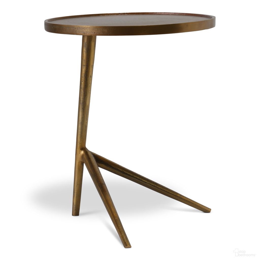 The appearance of Leo Round End Table In Antique Brass designed by Urbia in the modern / contemporary interior design. This antique brass piece of furniture was selected by 1StopBedrooms from Elements Collection to add a touch of cosiness and style into your home. Sku: IJ-LEO-ET-21AB. Material: Aluminum.