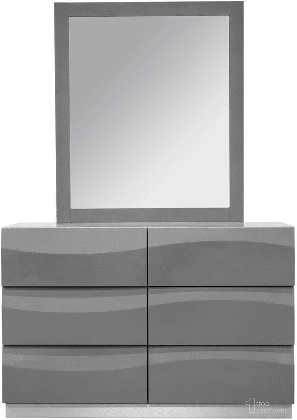 The appearance of Leon 2 Piece Poplar Wood Dresser And Mirror Set In Gray High Gloss designed by Best Master Furniture in the modern / contemporary interior design. This gray piece of furniture was selected by 1StopBedrooms from Leon Collection to add a touch of cosiness and style into your home. Sku: LEONDM. Material: Wood.