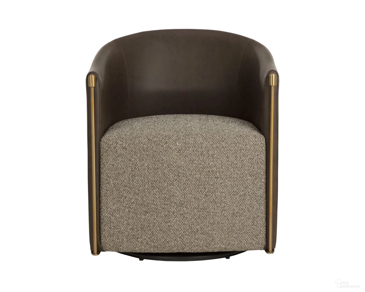 Leontine Swivel Lounge Chair In Eglinton Espresso and Gellar Earth