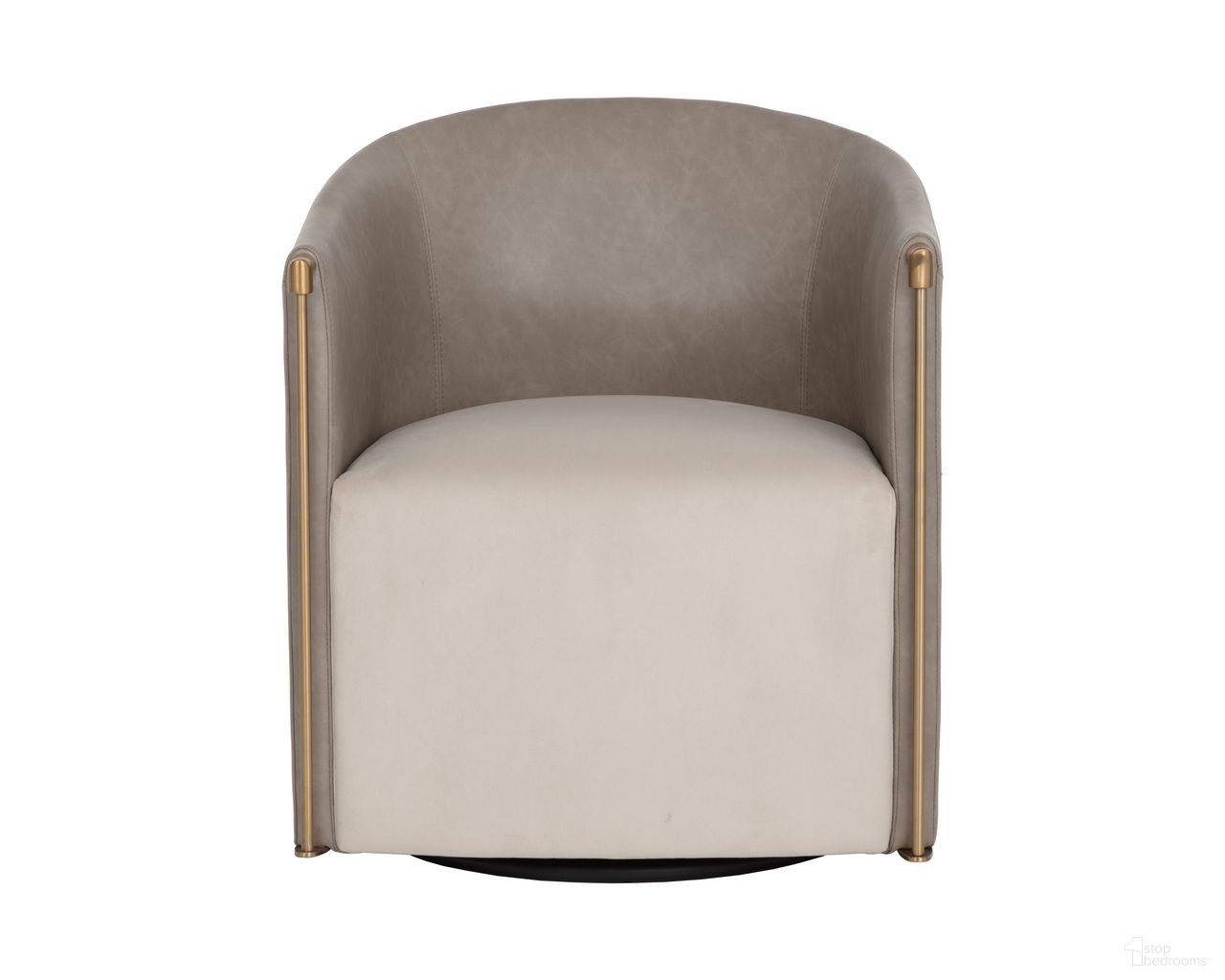 Leontine Swivel Lounge Chair In Meg Taupe and Ivanhoe Mineral