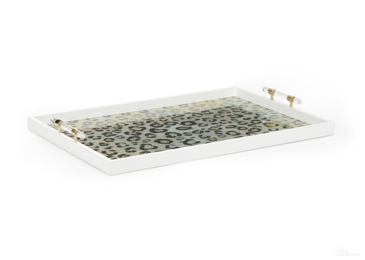 Leopard Patterned Tray In White and Tan