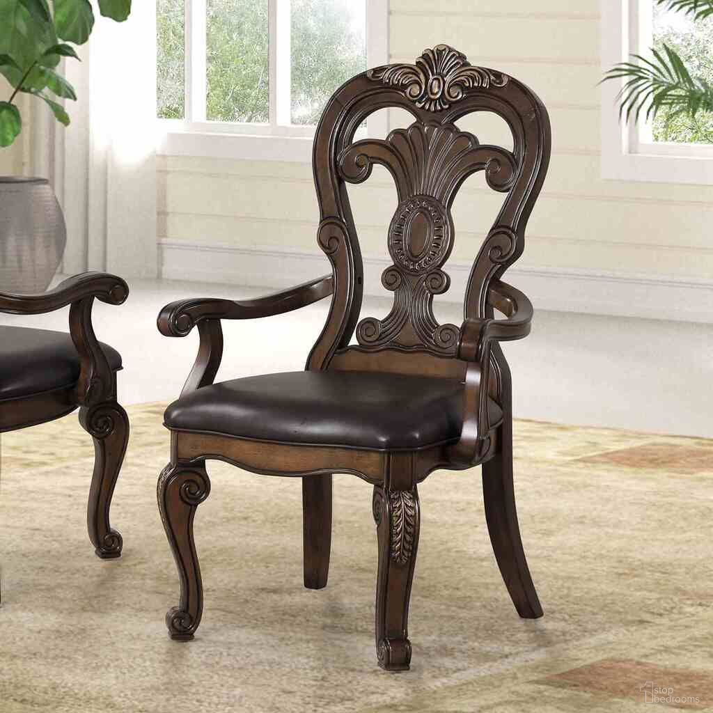 The appearance of Leovanni Arm Chair Set of 2 In Dark Brown designed by Furniture of America in the traditional interior design. This dark brown piece of furniture  was selected by 1StopBedrooms from Leovanni Collection to add a touch of cosiness and style into your home. Sku: FM31003DB-AC-2PK. Chair Type: Arm Chair. Material: Solid Rubberwood.