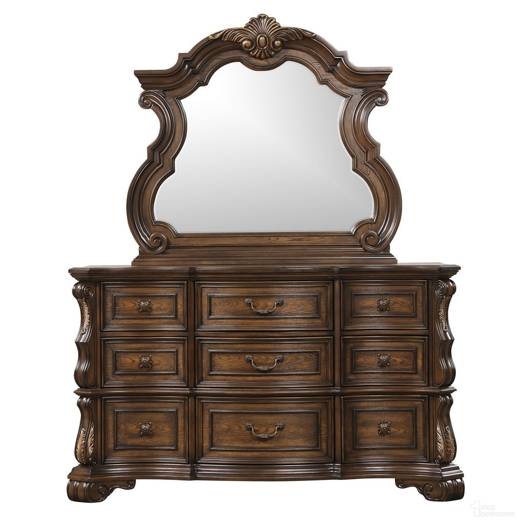The appearance of Leovanni Dresser with Jewelry Tray In Dark Brown designed by Furniture of America in the traditional interior design. This dark brown piece of furniture  was selected by 1StopBedrooms from Leovanni Collection to add a touch of cosiness and style into your home. Sku: FM70003DB-D. Material: Hardwood.
