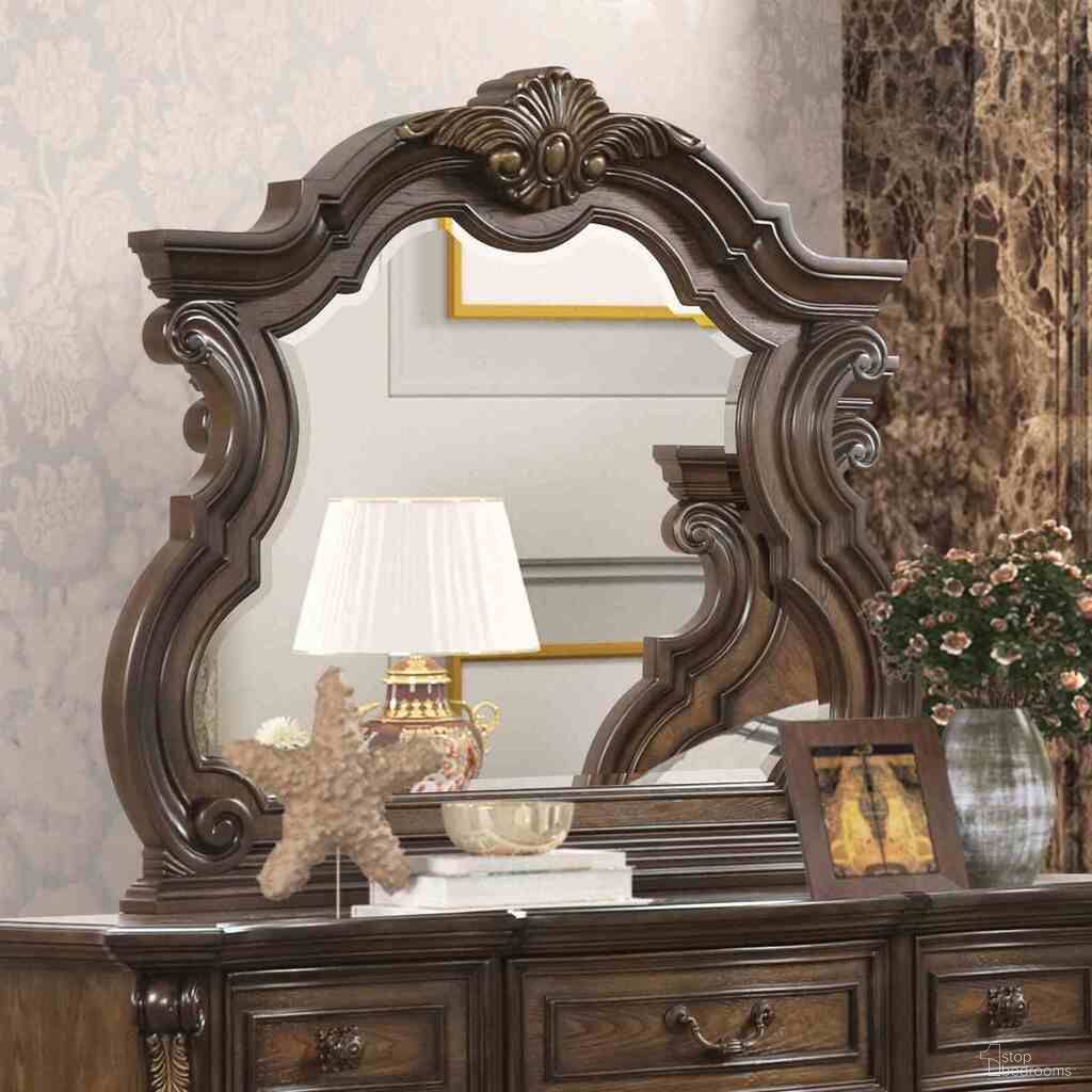 The appearance of Leovanni Mirror In Dark Brown designed by Furniture of America in the traditional interior design. This dark brown piece of furniture  was selected by 1StopBedrooms from Leovanni Collection to add a touch of cosiness and style into your home. Sku: FM70003DB-M. Material: Hardwood.