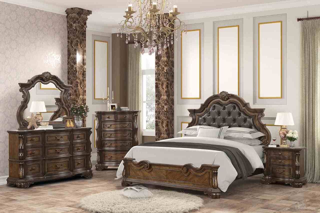 The appearance of Leovanni Panel Bedroom Set In Dark Brown designed by Furniture of America in the traditional interior design. This dark brown piece of furniture was selected by 1StopBedrooms from Leovanni Collection to add a touch of cosiness and style into your home. Sku: FM70003DB-Q-FB;FM70003DB-Q-HB-W;FM70003DB-R;FM70003DB-N. Bed Size: King. Material: Engineered Wood.