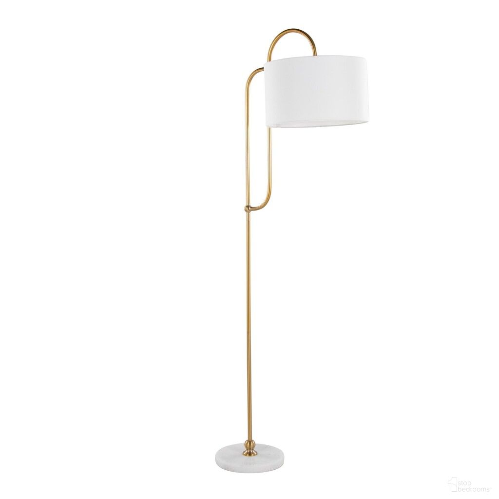 Leslie 63 Inch Floor Lamp In White and Gold