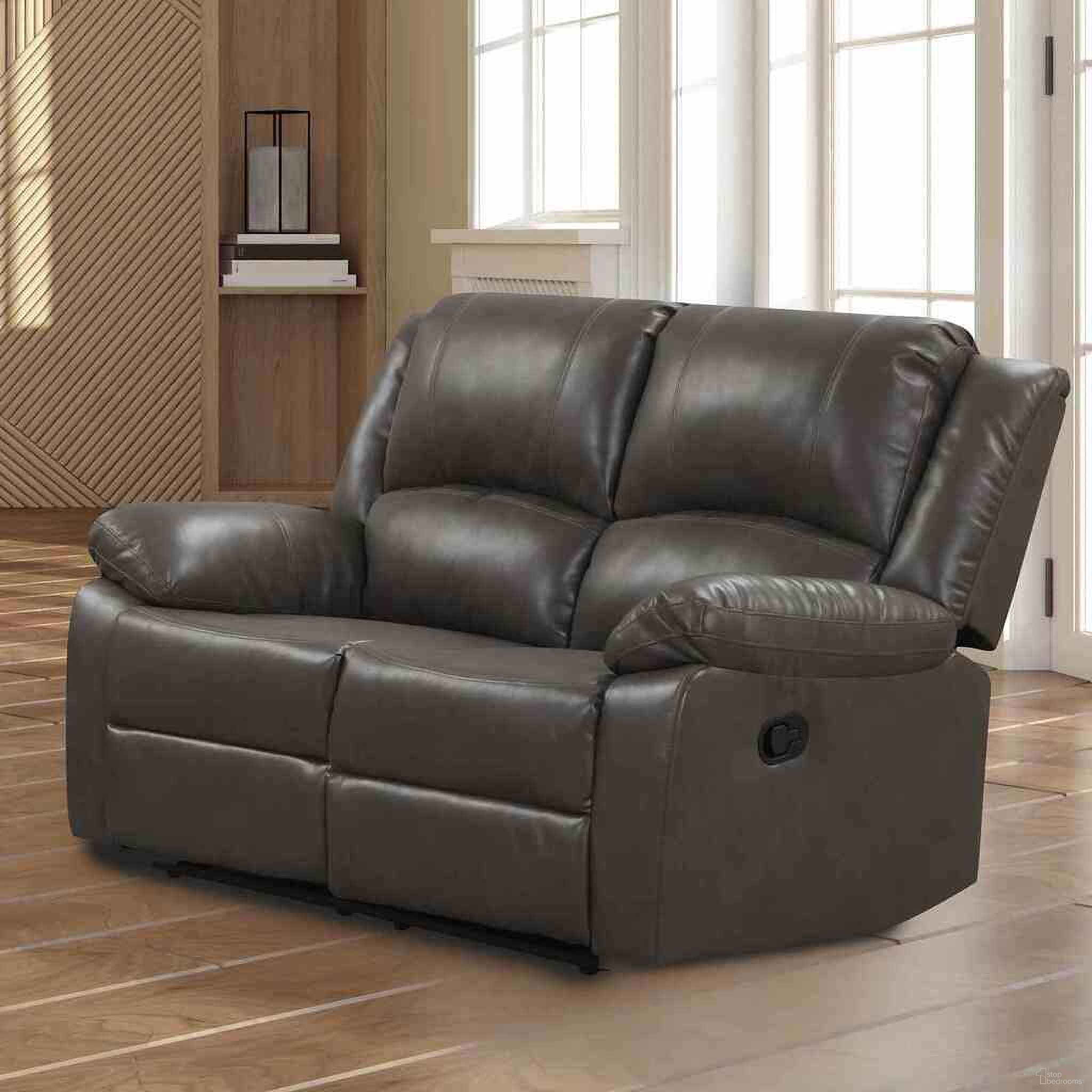 The appearance of Letha Loveseat In Gray designed by Furniture of America in the transitional interior design. This gray piece of furniture was selected by 1StopBedrooms from Letha Collection to add a touch of cosiness and style into your home. Sku: NX6008GY-LV. Material: Leather.