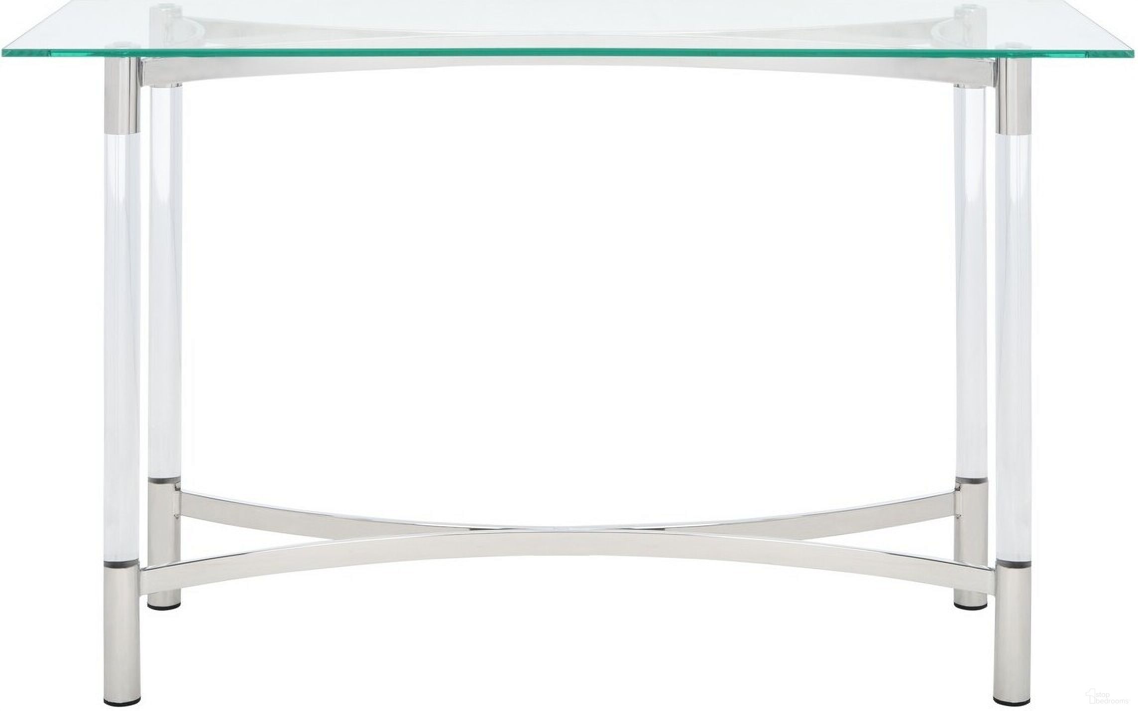 The appearance of Letty Acrylic Console Table In Silver designed by Safavieh Couture in the glam interior design. This silver piece of furniture was selected by 1StopBedrooms from Letty Collection to add a touch of cosiness and style into your home. Sku: SFV2555A. Material: Stainless Steel.