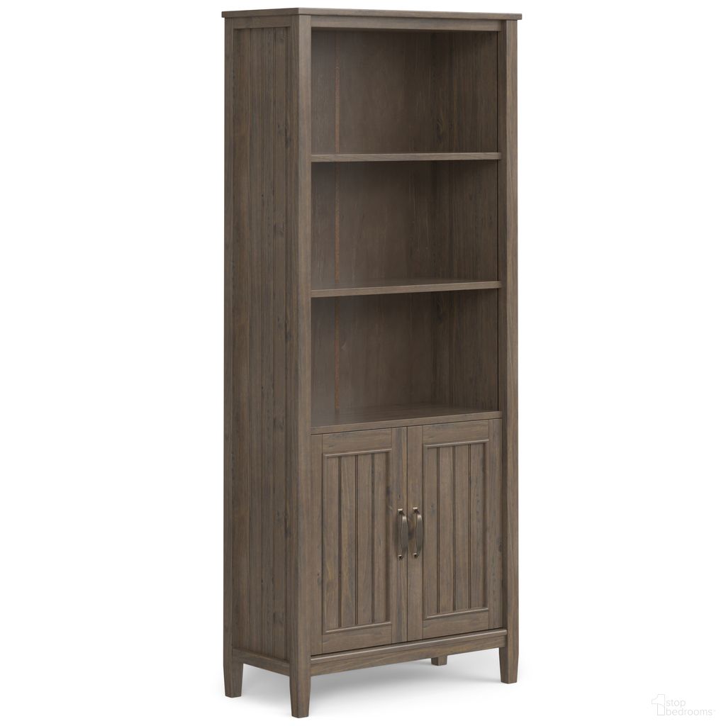 Lev Solid Wood Bookcase In Smoky Brown