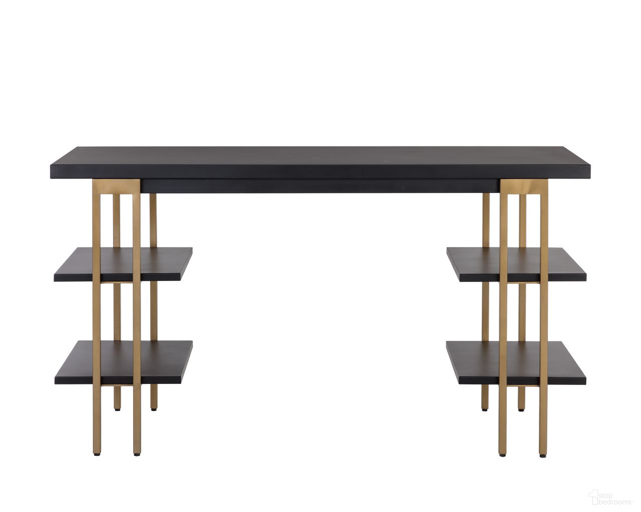 Levigne Desk In Antique Brass and Black