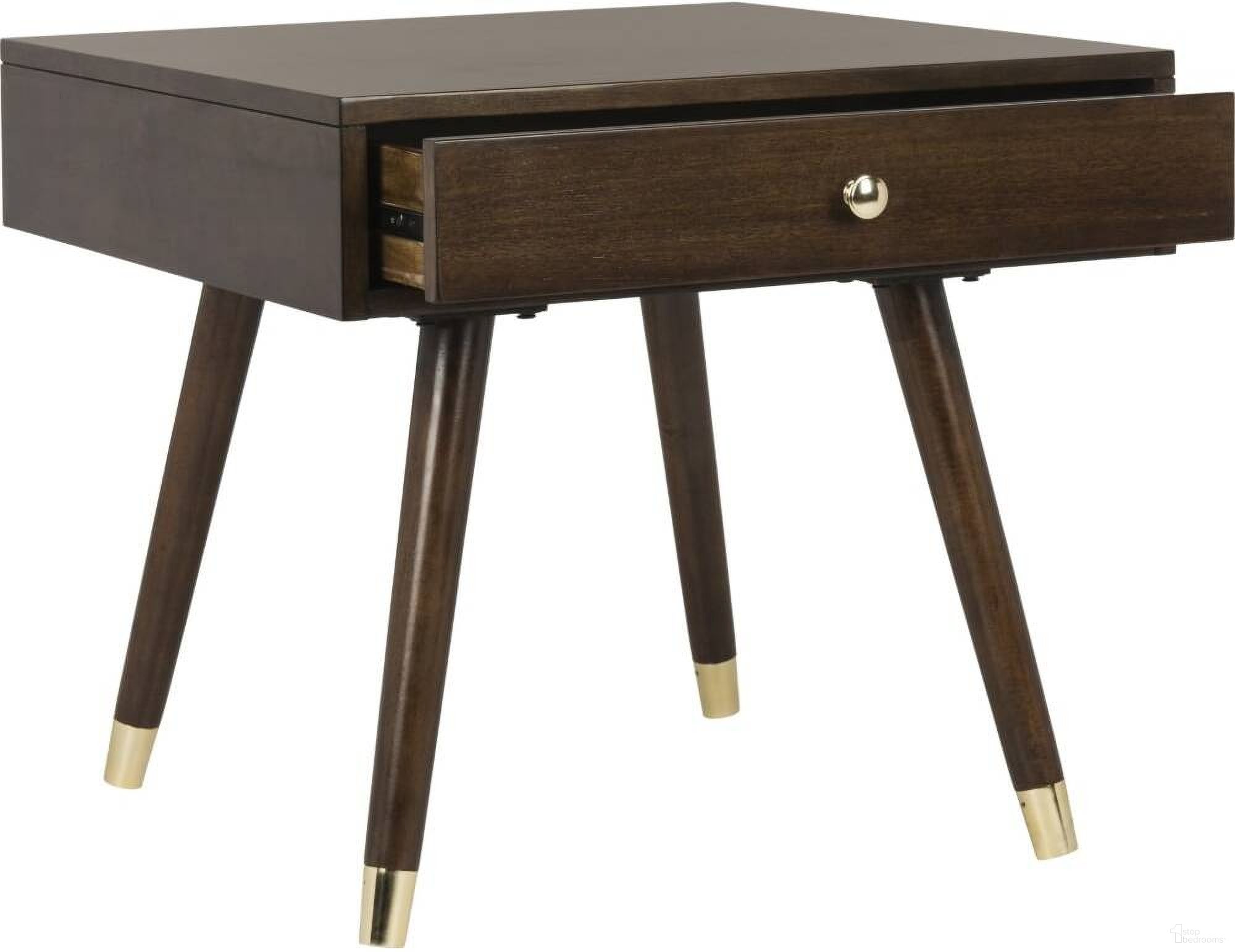 The appearance of Levinson Brown Gold Cap End Table designed by Safavieh in the modern / contemporary interior design. This brown and gold piece of furniture was selected by 1StopBedrooms from Levinson Collection to add a touch of cosiness and style into your home. Sku: FOX6305A. Material: Brass.