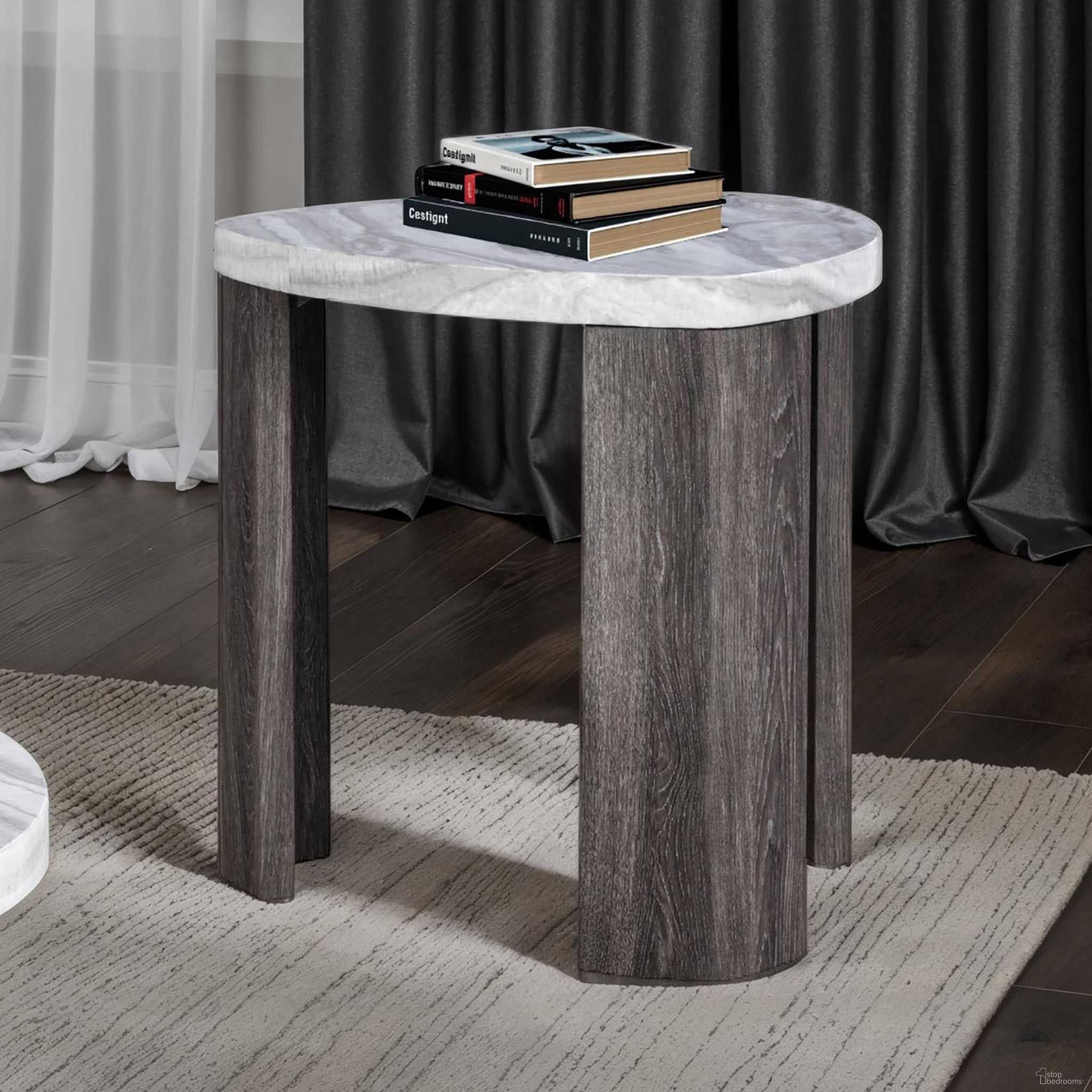 The appearance of Levis Triangle End Table In Gray designed by Furniture of America in the modern / contemporary interior design. This gray piece of furniture  was selected by 1StopBedrooms from Levis Collection to add a touch of cosiness and style into your home. Sku: FM44006GY-E. Material: Paper.