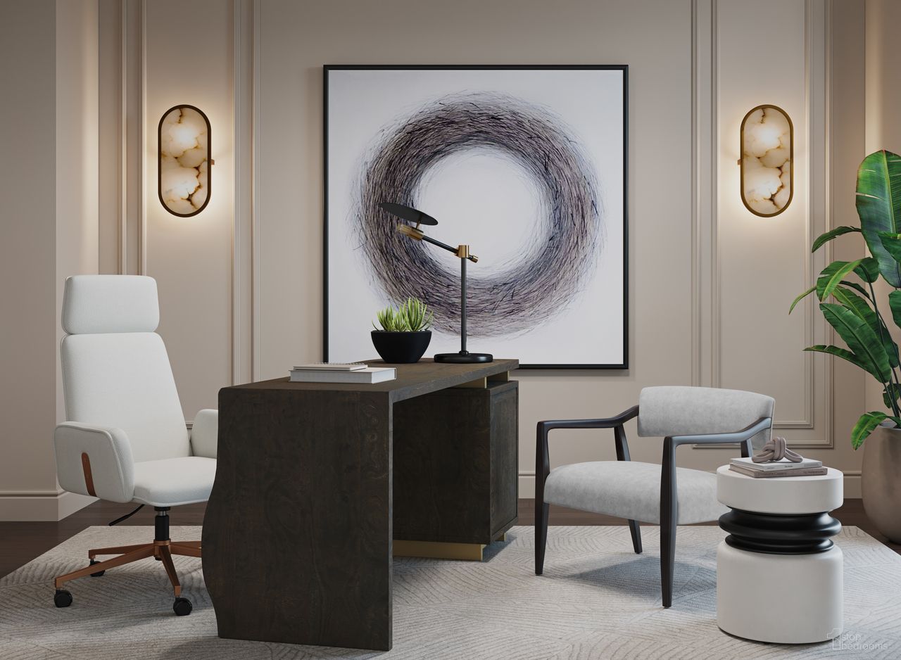 Lewis Home Office Set In Dark Brown and Brass