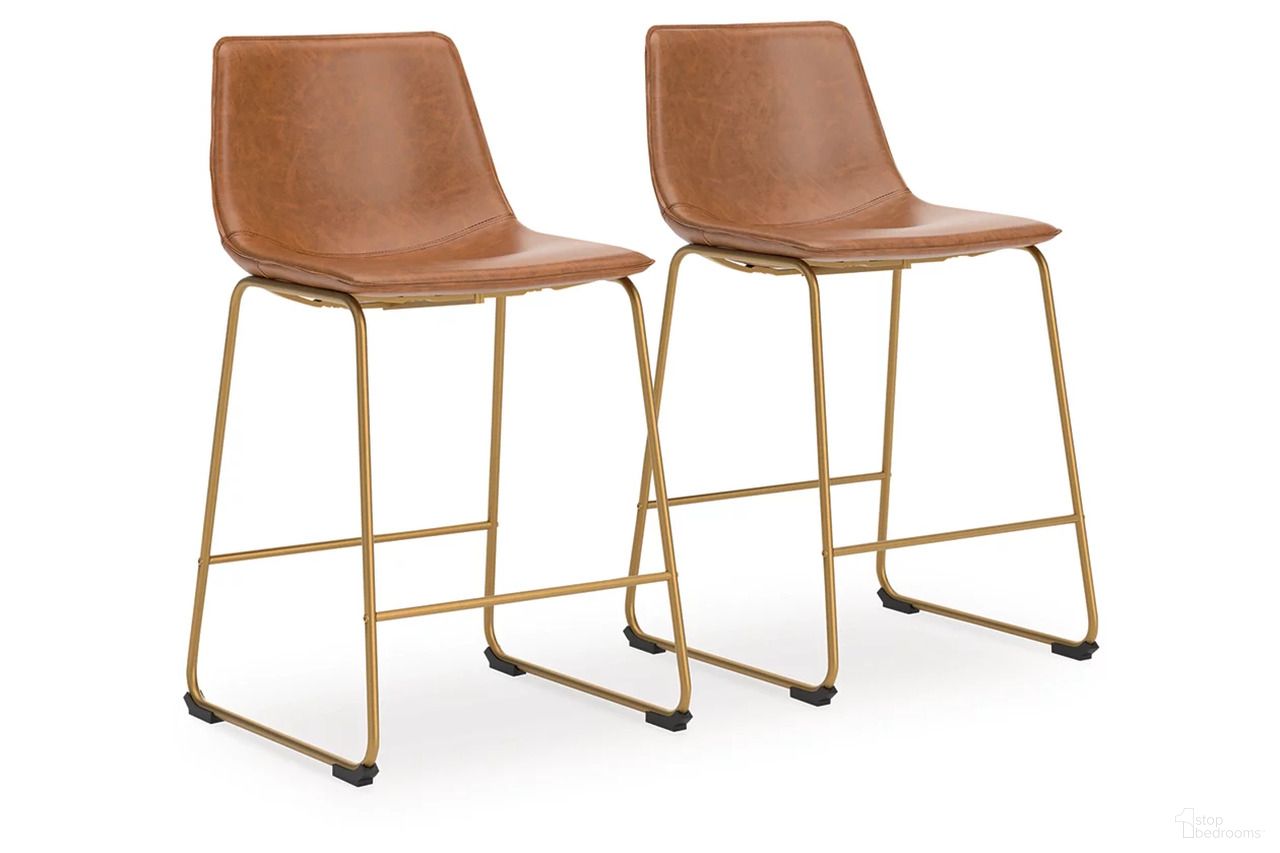 The appearance of Lexadine Counter Height Barstool Set of 2 In Brown and Gold designed by Signature Design by Ashley in the modern / contemporary interior design. This brown/gold piece of furniture was selected by 1StopBedrooms from Lexadine Collection to add a touch of cosiness and style into your home. Sku: NCD373-224. Material: Metal.