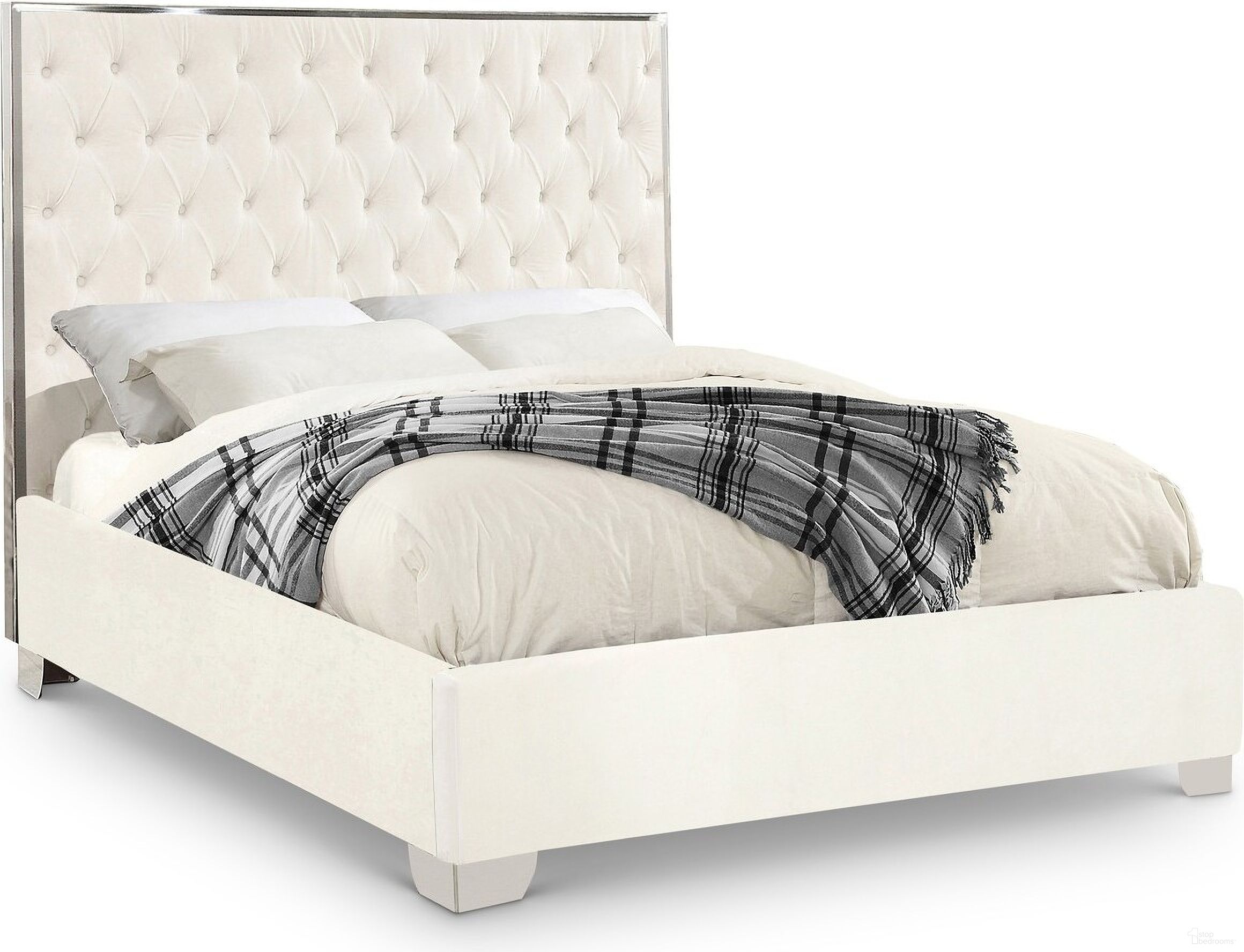 Lexi Velvet King Bed In White