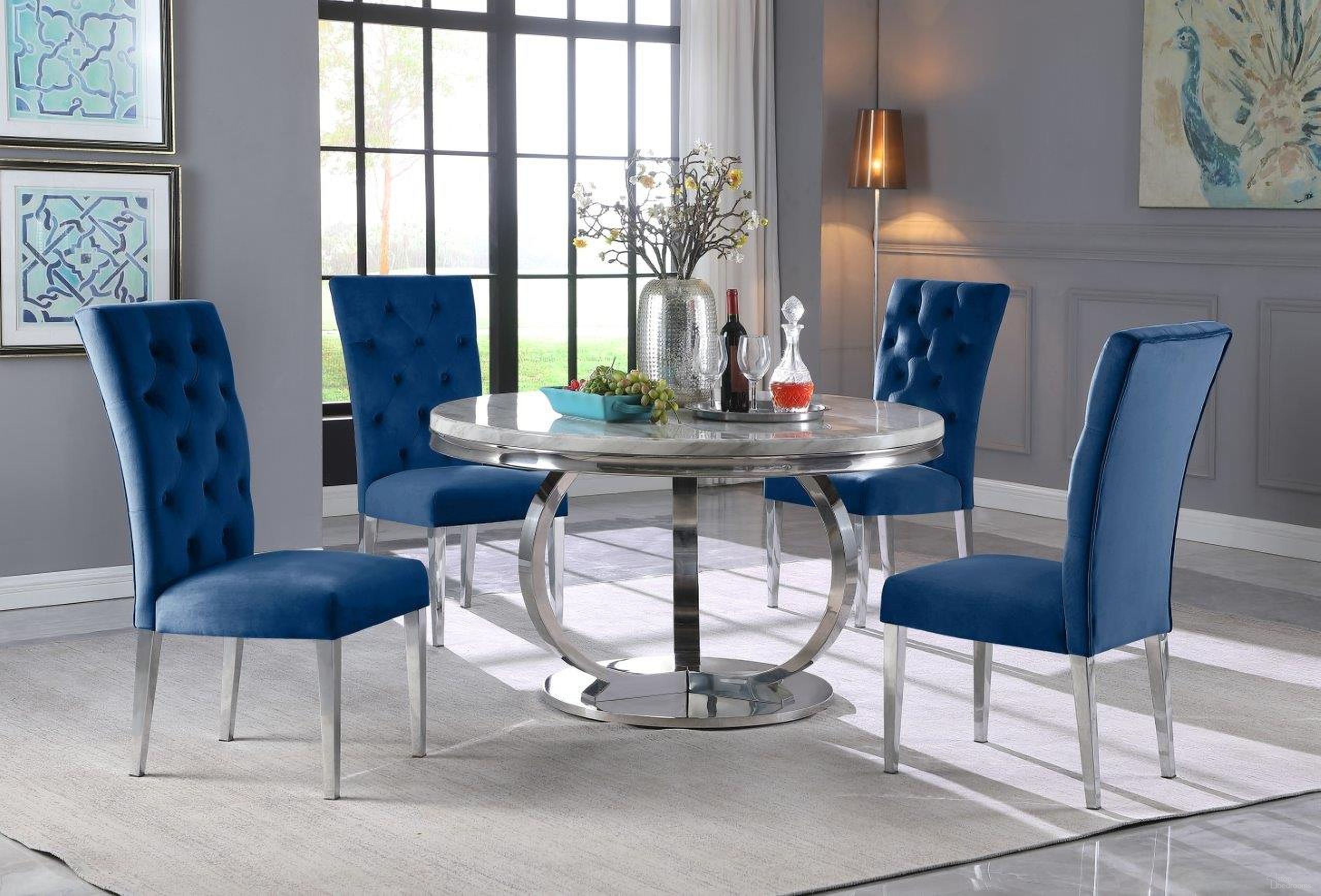The appearance of Lexington 52 Inch Round Dining Set In Blue designed by Best Master Furniture in the modern / contemporary interior design. This blue piece of furniture was selected by 1StopBedrooms from Lexington Collection to add a touch of cosiness and style into your home. Sku: LX02BL552. Material: Stainless Steel.