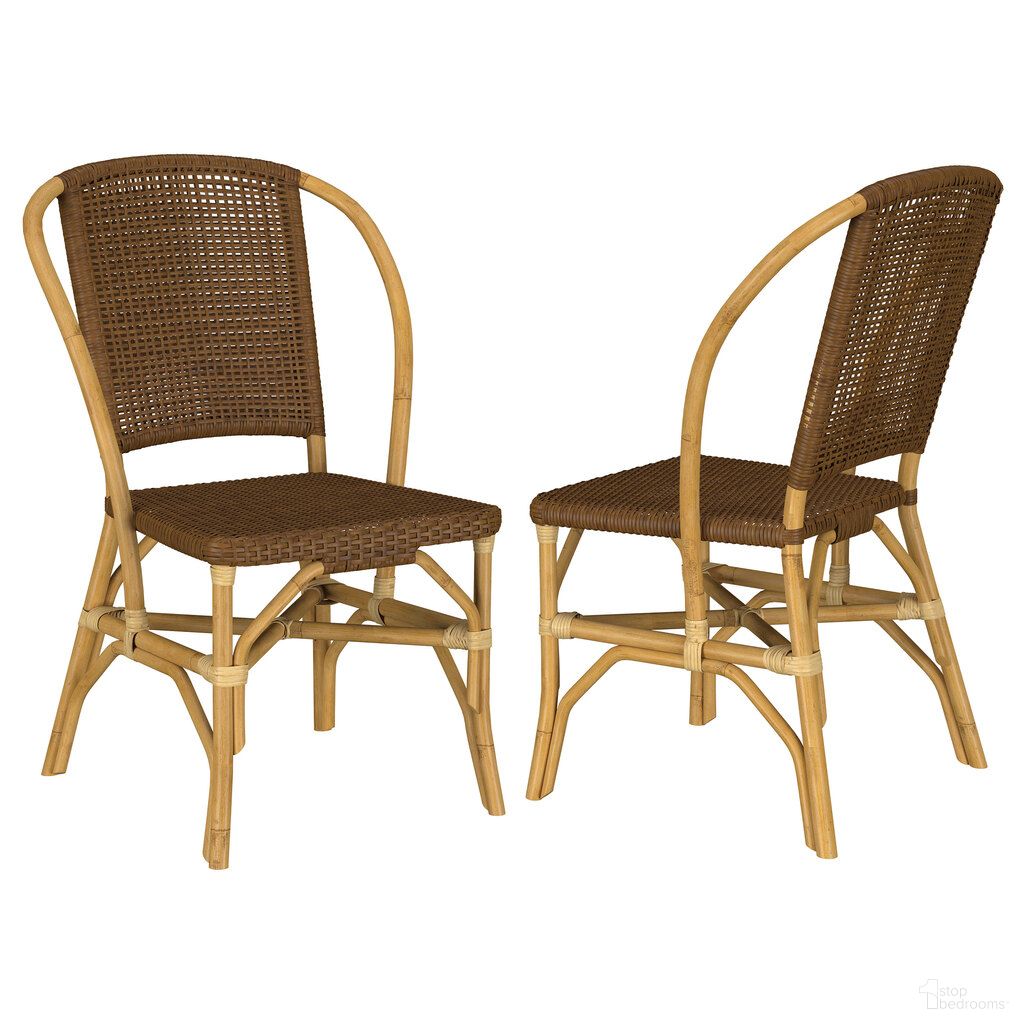 The appearance of Lexley Woven Rattan Dining Side Chair Set of 2 In Brown designed by Coaster in the coastal interior design. This brown piece of furniture  was selected by 1StopBedrooms from Lexley Collection to add a touch of cosiness and style into your home. Sku: 109122. Material: Rattan. Chair Type: Side Chair.