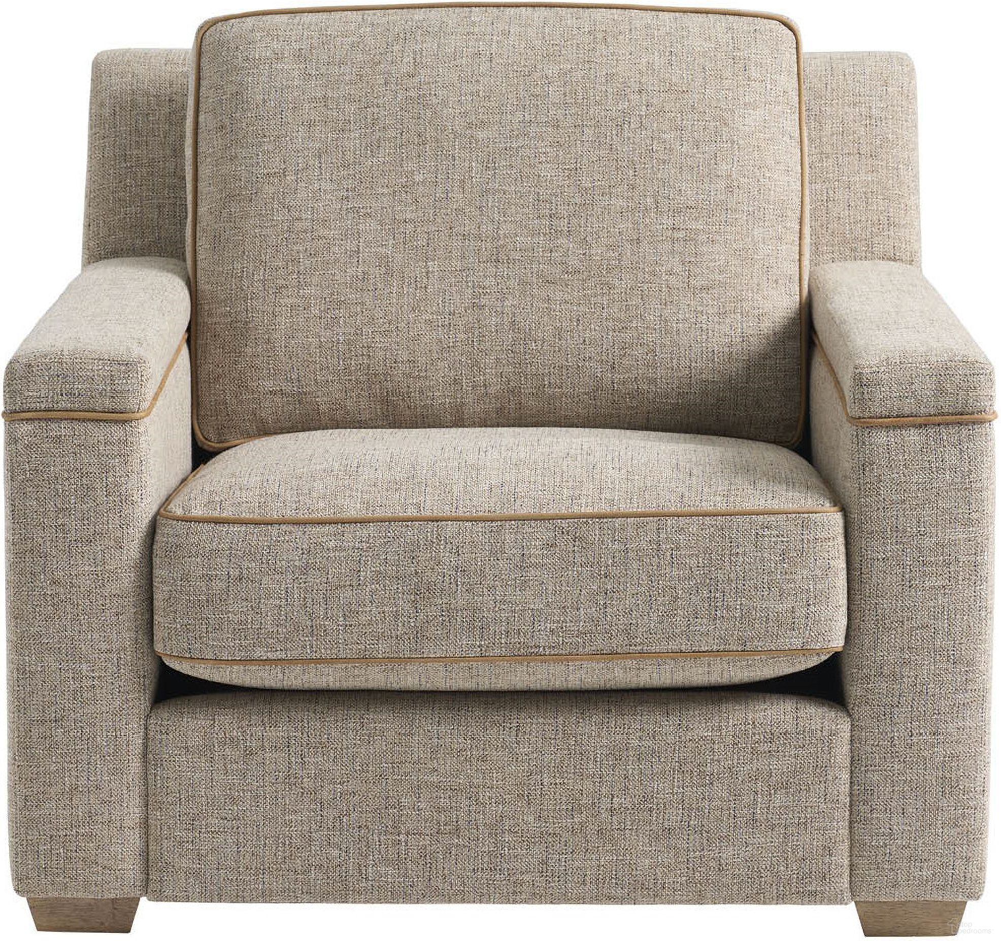 The appearance of Liam Chair In Beige designed by Universal in the transitional interior design. This beige piece of furniture  was selected by 1StopBedrooms from Liam Collection to add a touch of cosiness and style into your home. Sku: U435503-1769-1. Material: Polyester.
