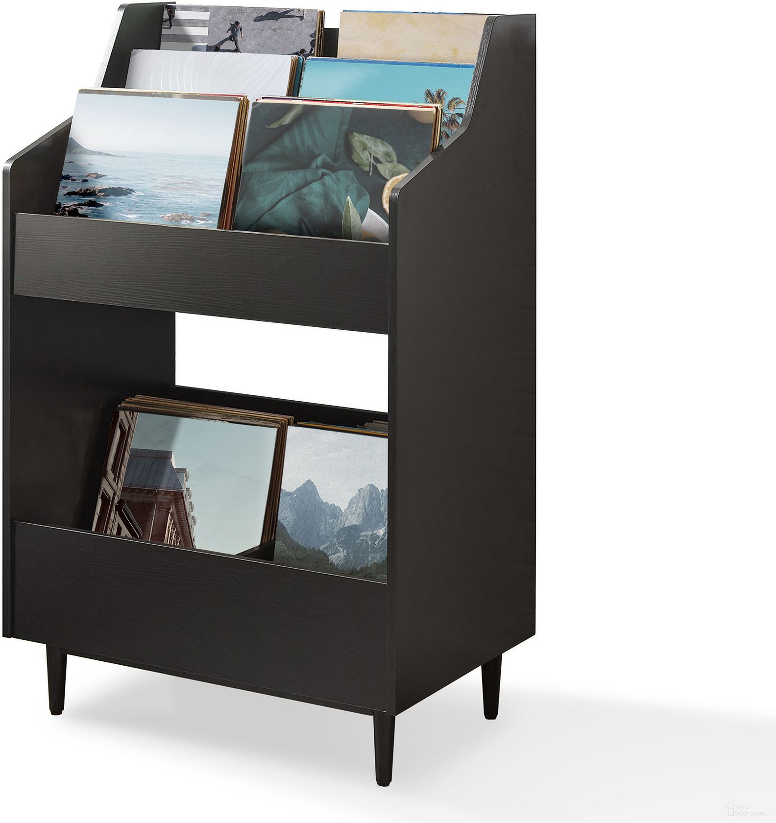 The appearance of Liam Record Storage Stand In Black designed by Crosley Brands in the transitional interior design. This black piece of furniture was selected by 1StopBedrooms from Liam Collection to add a touch of cosiness and style into your home. Sku: CF1123-BK. Material: MDF.