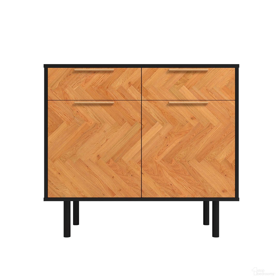 The appearance of Liam Sideboard In Black and Wood designed by Manhattan Comfort in the transitional interior design. This black piece of furniture was selected by 1StopBedrooms from Liam Collection to add a touch of cosiness and style into your home. Sku: SB-311AMC247. Material: MDP.
