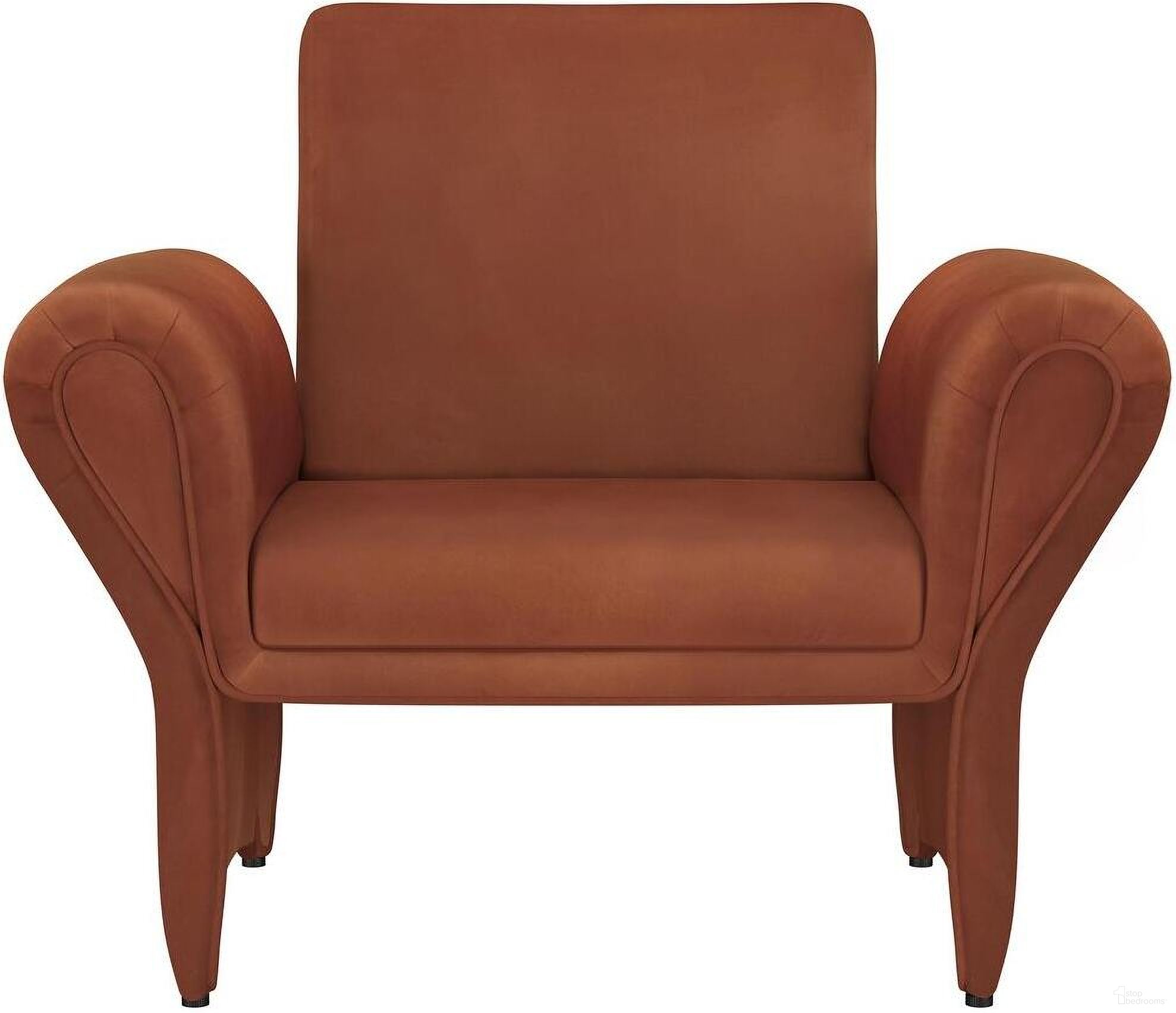The appearance of Liana Upholstered Roll Arm Accent Armchair In Rust Orange designed by Coaster in the modern / contemporary interior design. This rust orange piece of furniture  was selected by 1StopBedrooms from Liana Collection to add a touch of cosiness and style into your home. Sku: 903150. Material: Upholstered.