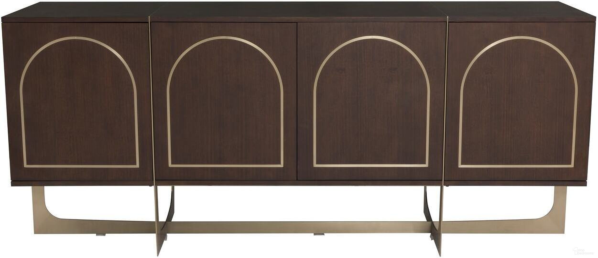 The appearance of Libby Langdon Goddard Four Door Credenza In Smoked Stone designed by Fairfield Chair in the modern / contemporary interior design. This smoked stone piece of furniture was selected by 1StopBedrooms from Libby Langdon Collection to add a touch of cosiness and style into your home. Sku: 6360-17. Material: Eucalyptus.